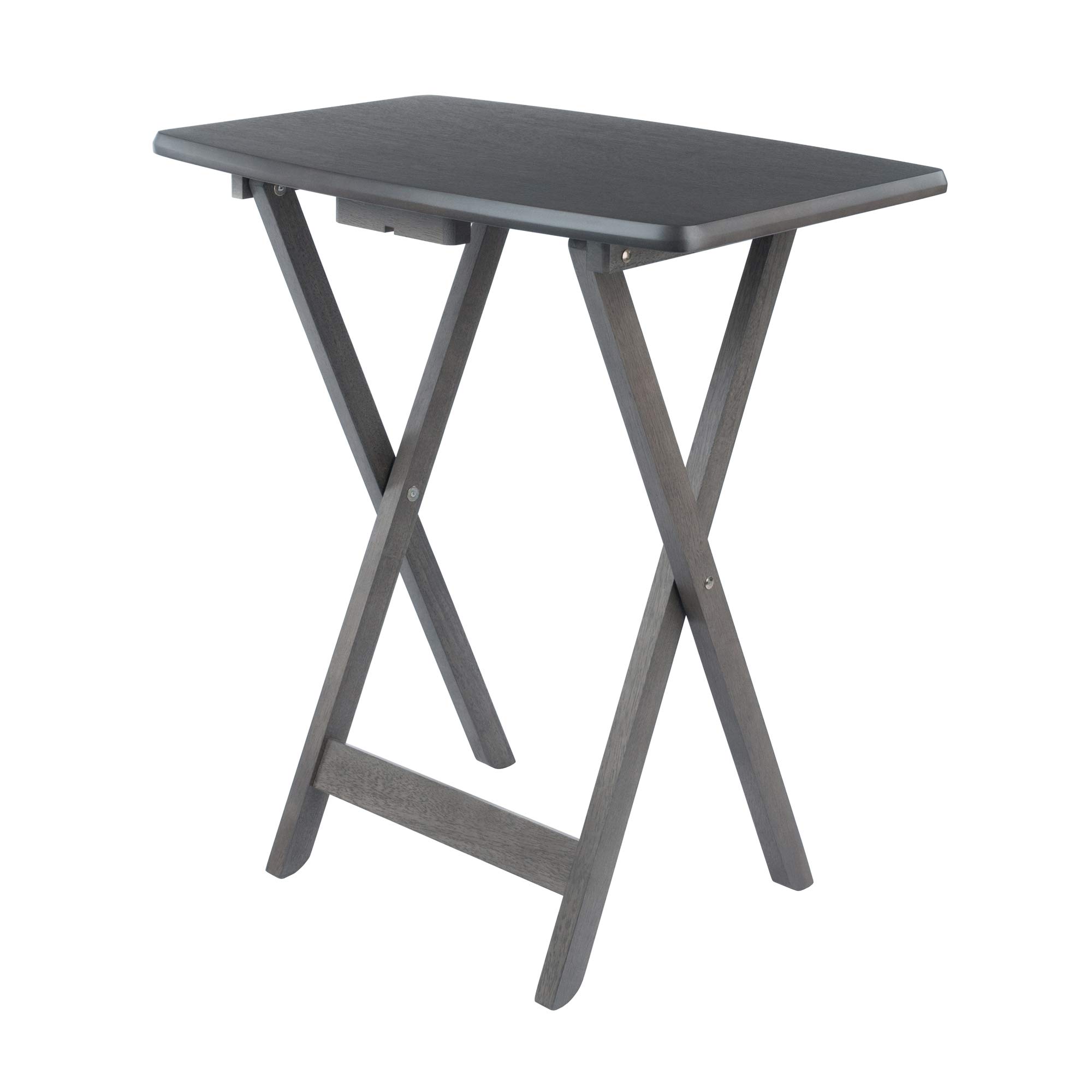 WINSOME Dorian Oversized 5-Piece Snack Table Set with Brown Base in Oyster Gray - 23.62