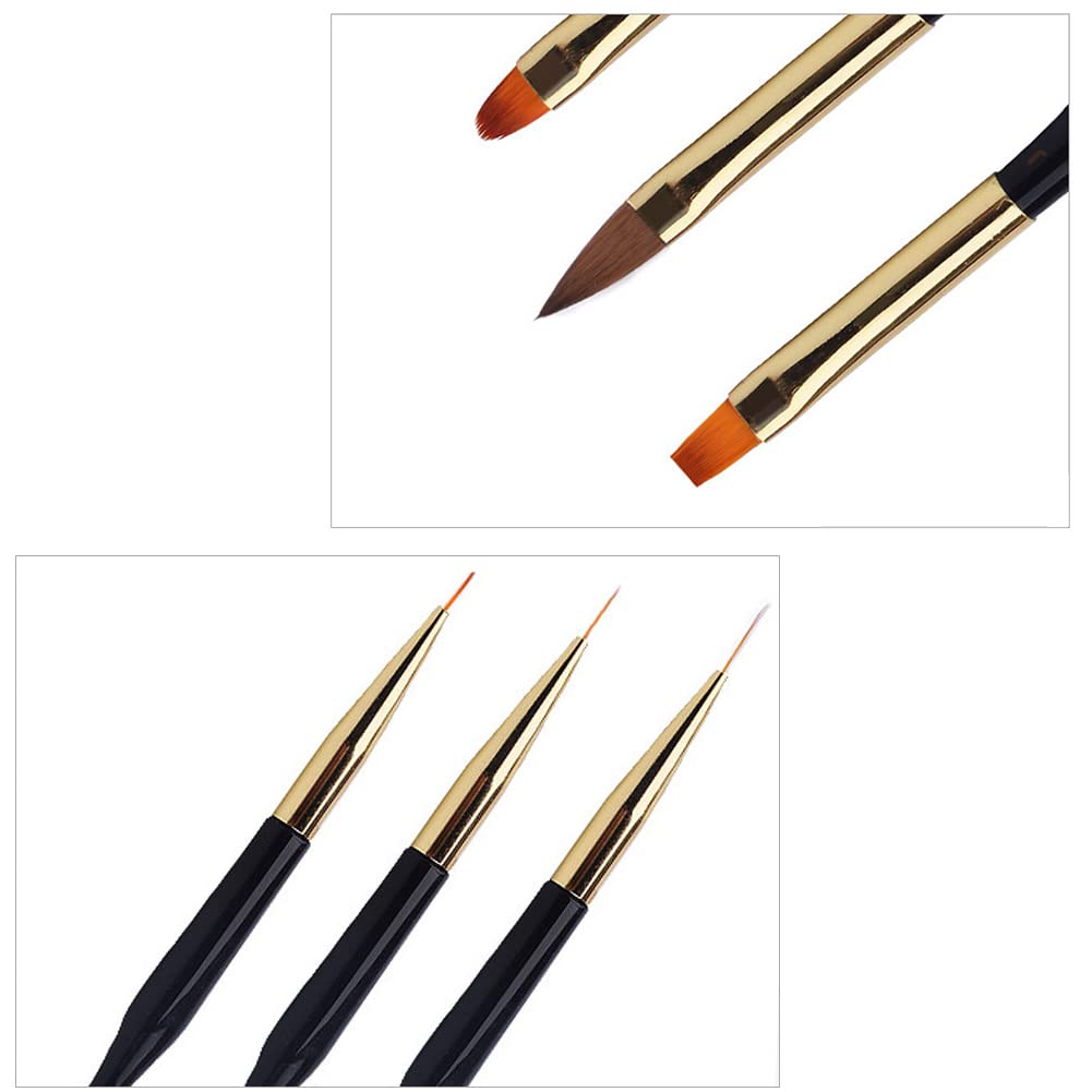 Professional Nail Art Brush Set - 3 Piece Nail Gel Brushes for DIY Manicure & Nail Art Designs | Perfect for Salon, Home Use & Nail Enthusiasts
