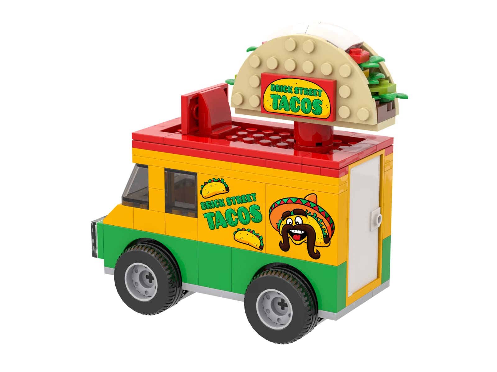 Brick Loot Taco Truck Toy Building Block Set - 185 Pieces with Spinning Street Sign | Compatible with Lego & Major Brands | Creative STEM Toy for Kids Age 6+ & Adults | Perfect for Playtime, Collectors & DIY Model Building