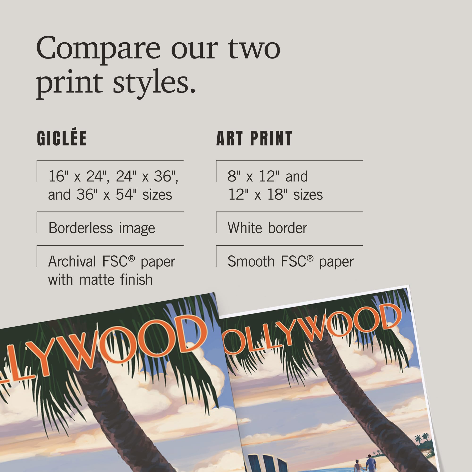 Lantern Press 16x24 Inch Giclee Art Print - Hollywood Florida Beach Scene with Adirondack Chair | Coastal Wall Decor for Living Room, Bedroom & Office