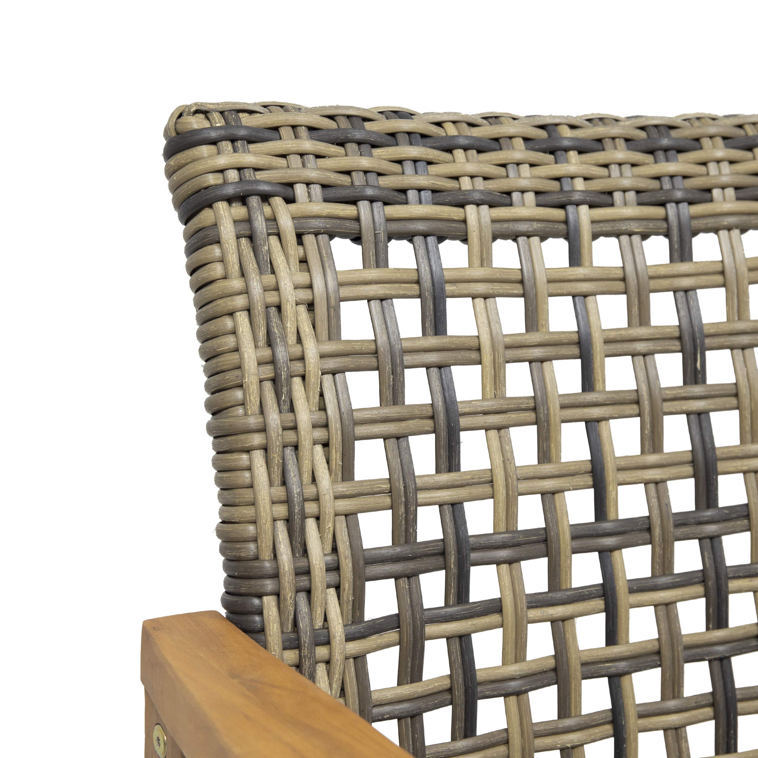 Premium Acacia Wood & Wicker Outdoor Dining Chairs (Set of 2) - Natural & Gray - Weather-Resistant Patio Furniture for Garden, Poolside & Backyard Dining