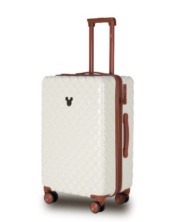 Disney Mickey Mouse Medium 4-Wheel Spinner Luggage 66cm (26 Inches) Ivory/Tan Suitcase - Perfect for Travel, Vacations & Disney Theme Park Trips