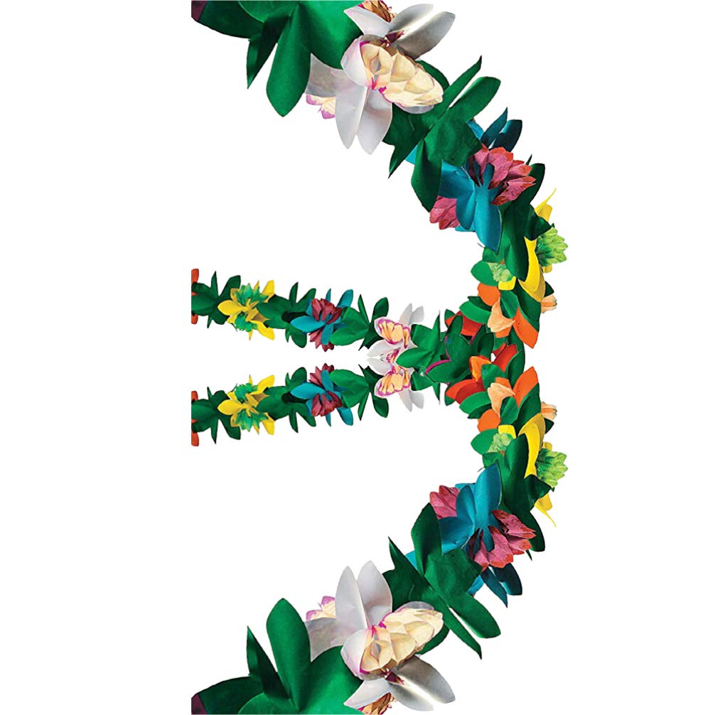 2Pcs Hawaiian Hanging Decorations - Tropical Paper Flower Party Banner for Wedding, Birthday, Luau & Beach Party Decor - Perfect for Home, Backyard, and Outdoor Events