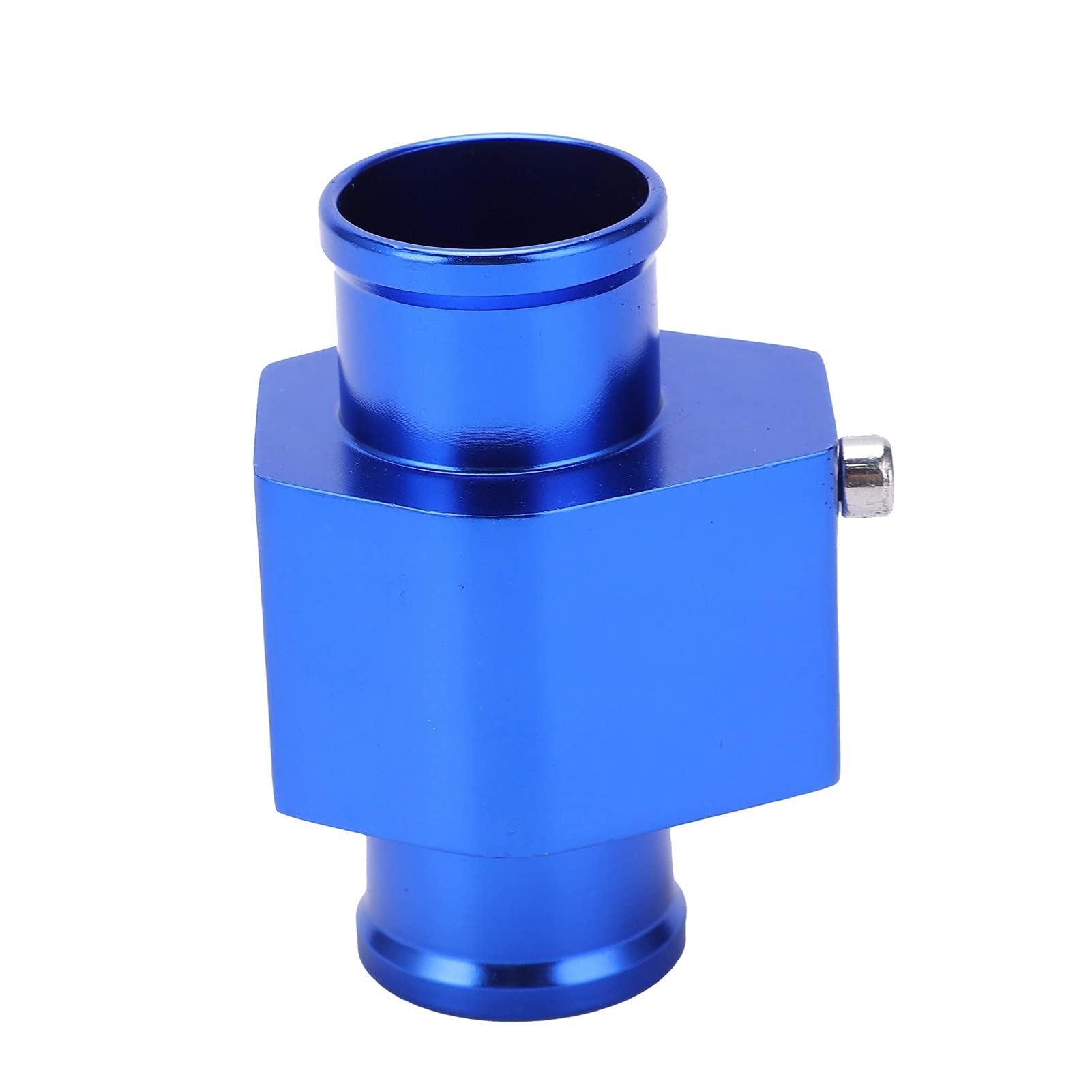 Universal Aluminum Water Temperature Joint Pipe Sensor Gauge - 26mm Blue Radiator Hose Adapter with Clamps for Car, Truck & Motorcycle Engine Cooling Systems