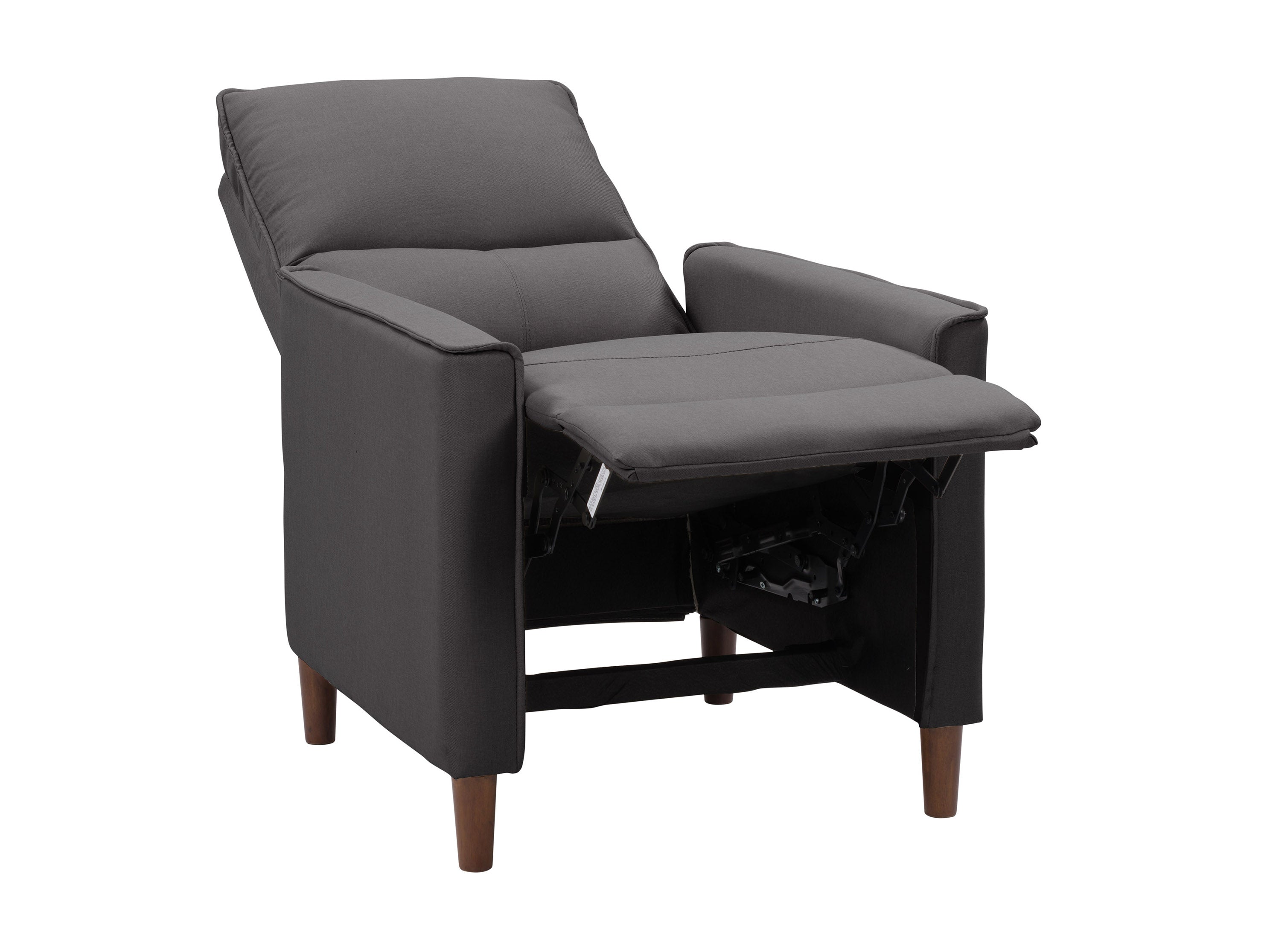 Dark Grey Mid Century Modern Recliner Chair - Comfortable Lounge Chair for Living Room, Home Theater & Reading Nook - Upholstered Leather Accent Chair with Ottoman
