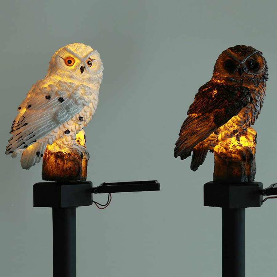 Solar Powered LED Garden Lights - Owl Shaped Outdoor Solar Lamp, Waterproof Lawn Ornament for Yard & Patio Decor - Unique Christmas & Holiday Lighting (Brown) - Perfect for Garden Pathways, Backyard, and Festive Outdoor Decorations