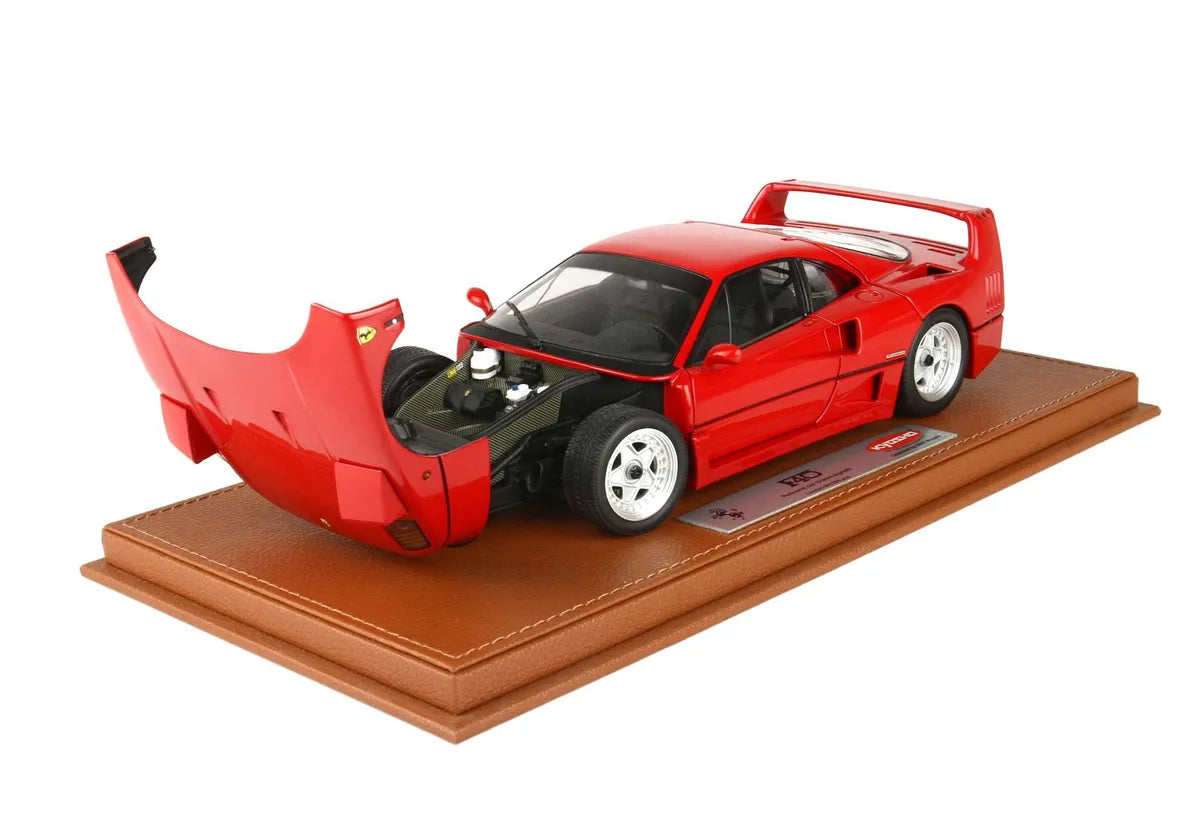 BBR Models 1:18 Scale Ferrari F40 Gianni Agnelli Personal Car Diecast Model - Rossa Corsa Red - Collectible Sports Car for Display, Gift, and Racing Enthusiasts