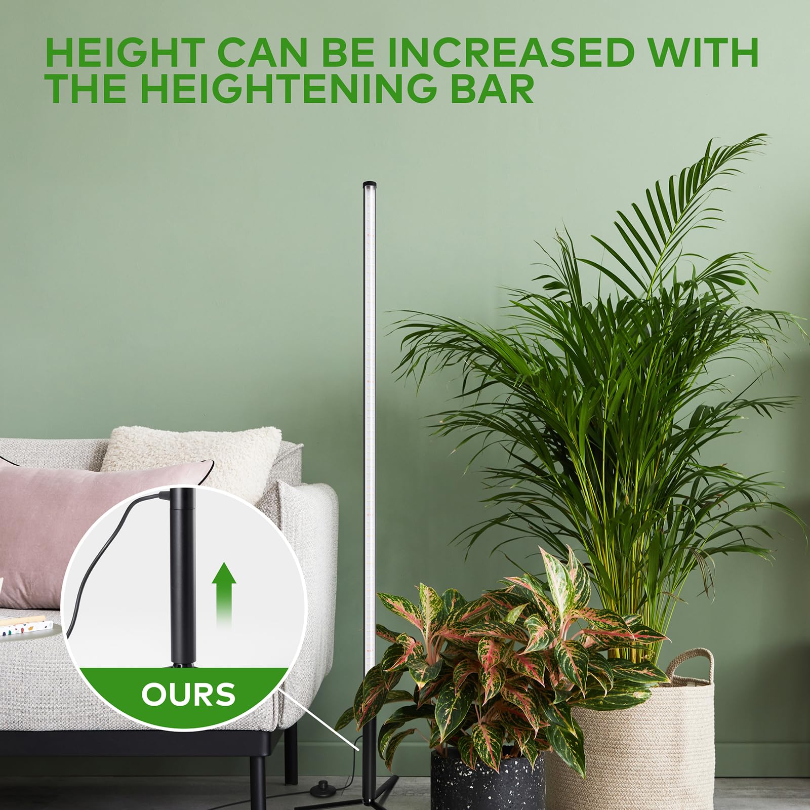 T10 Full Spectrum LED Grow Light Stand - 36W 6000K Vertical Plant Light for Indoor Gardening, 4FT Height with On/Off Switch & Tripod Floor Stand - Perfect for Hydroponics, Greenhouse, and Home Plant Cultivation