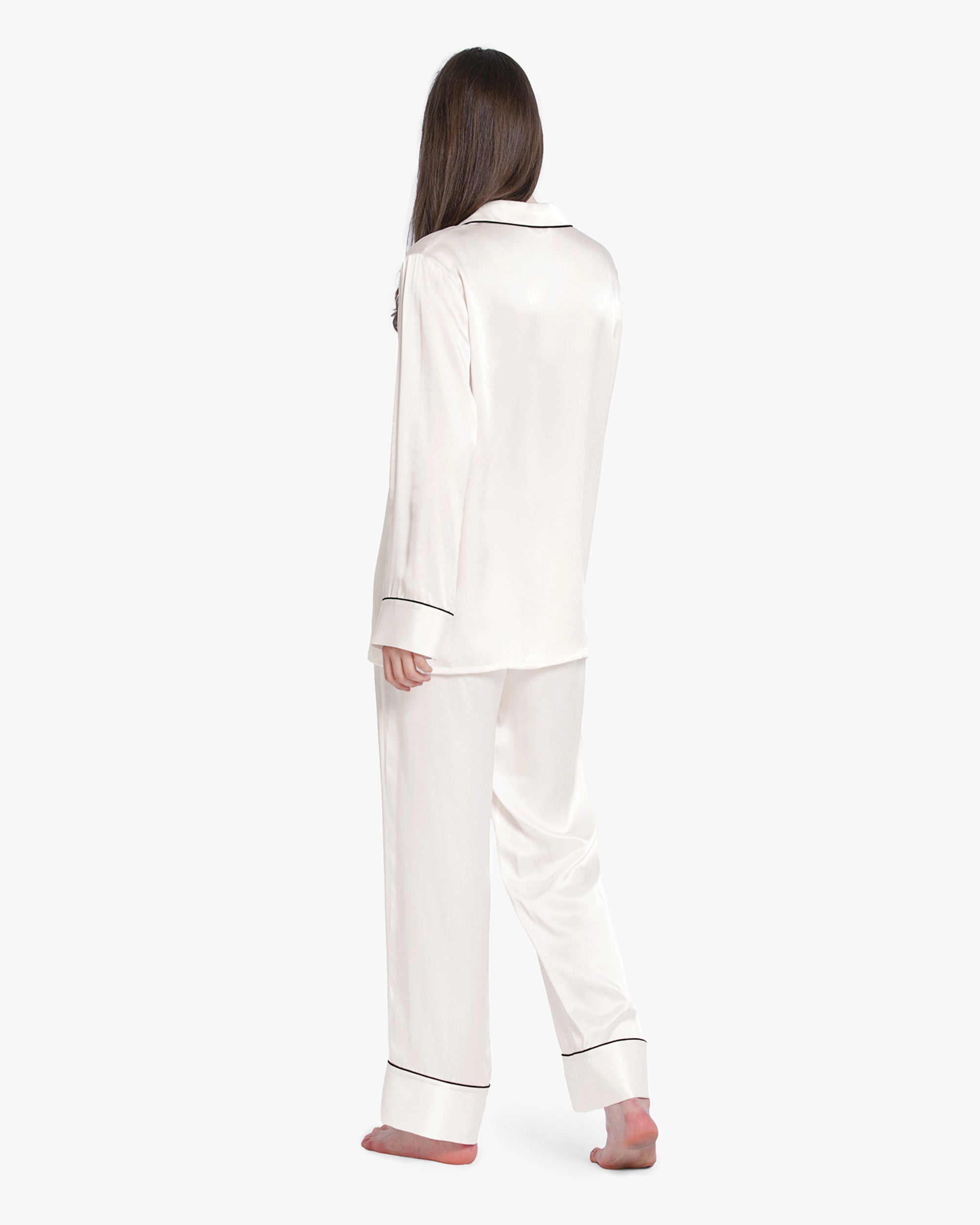 Silk Pajamas for Women - Soft & Comfortable Sleepwear Set with Piped Details - Perfect for Relaxing at Home, Lounging & Gift Giving