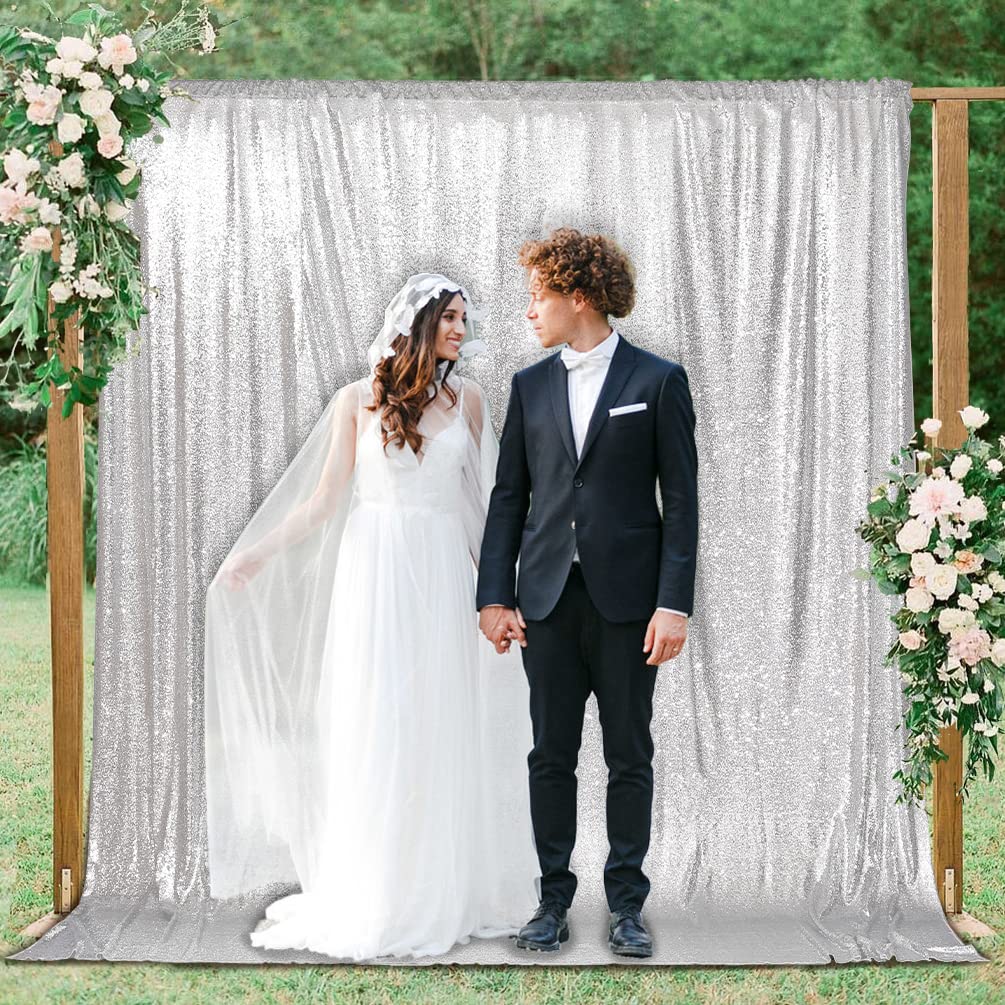 10x10ft Silver Sequin Photo Backdrop for Wedding Photography, Birthday Parties & Events - Sparkling Party Decor Background for Professional Shoots
