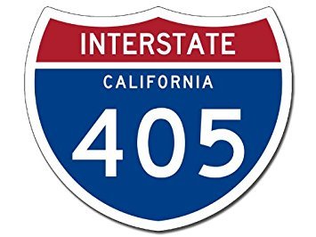 Los Angeles to San Diego I-405 Freeway Sign Shaped Magnet - 3.5 x 4 Inch Collectible Souvenir for Fridge, Office & Travel Memories