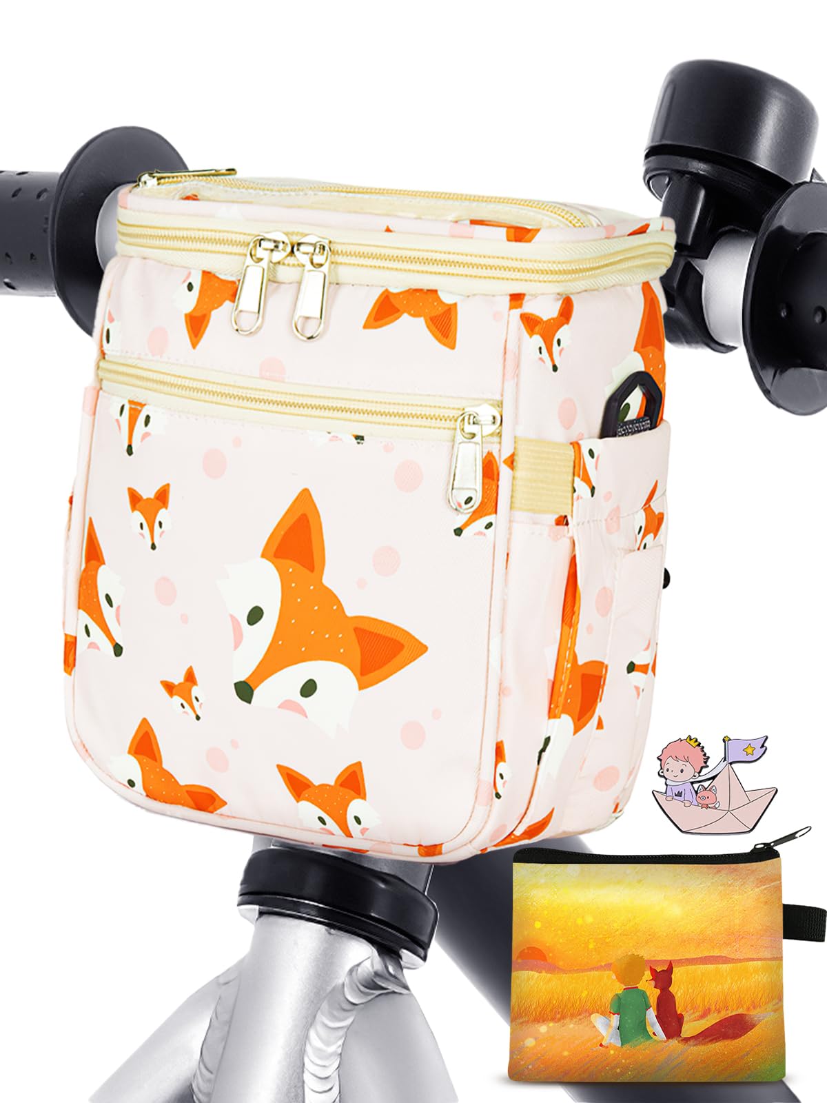 Kids Bike Basket - Front Handlebar Bag Organizer for Boys & Girls | Fits Balance Bikes, Tricycles & Scooters | Perfect for School, Park Rides & The Little Prince Theme