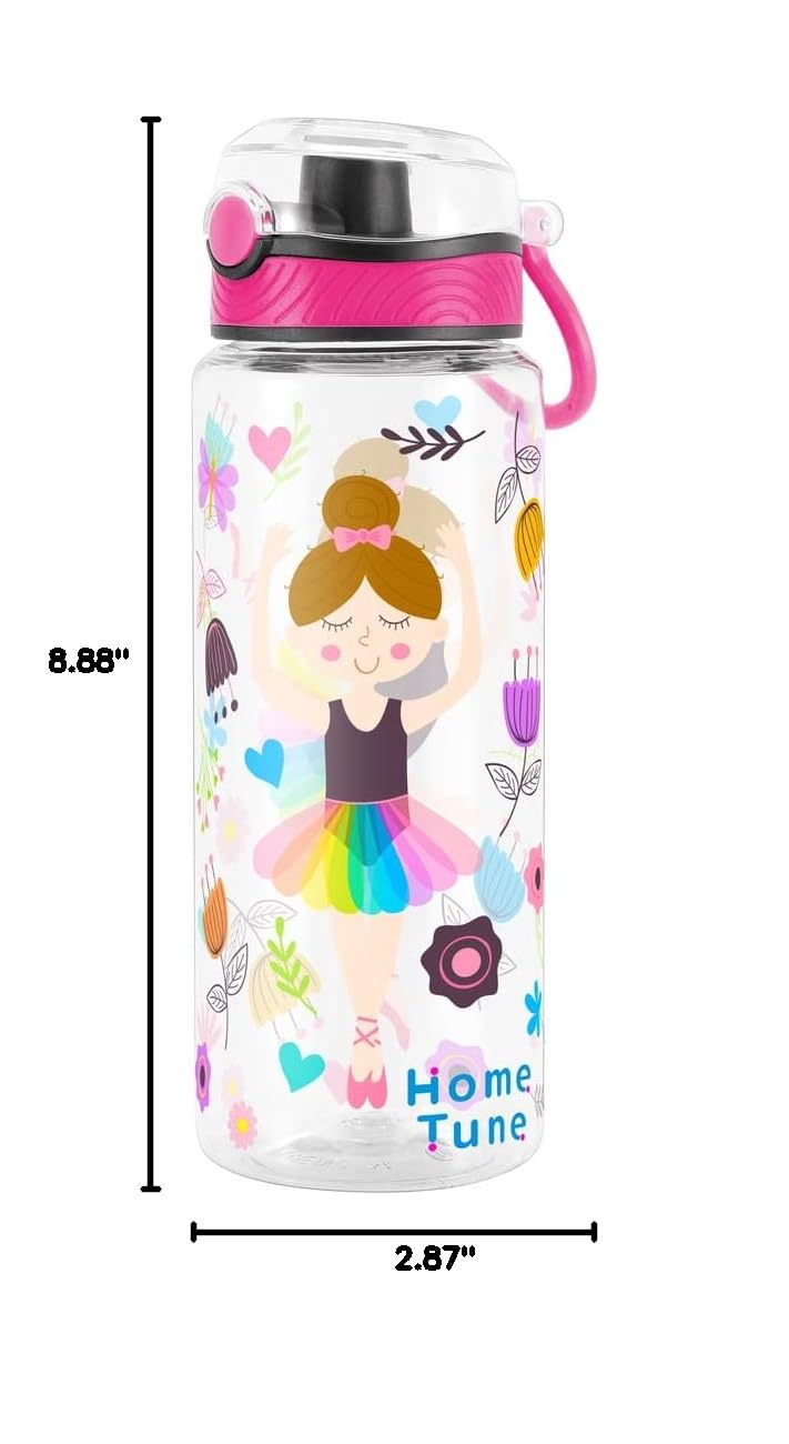 BPA-Free 23oz/680ml Cute Dancing Water Bottle for Kids & Girls - Tritan, Leak Proof, Easy to Clean with Carry Handle - Perfect for School, Sports & Outdoor Activities