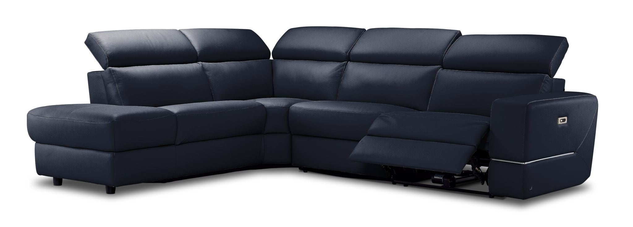 Bianca 3-Piece Power Reclining Sectional Sofa with Left-Facing Chaise in Navy Blue - Perfect for Living Room, Home Theater & Family Gatherings