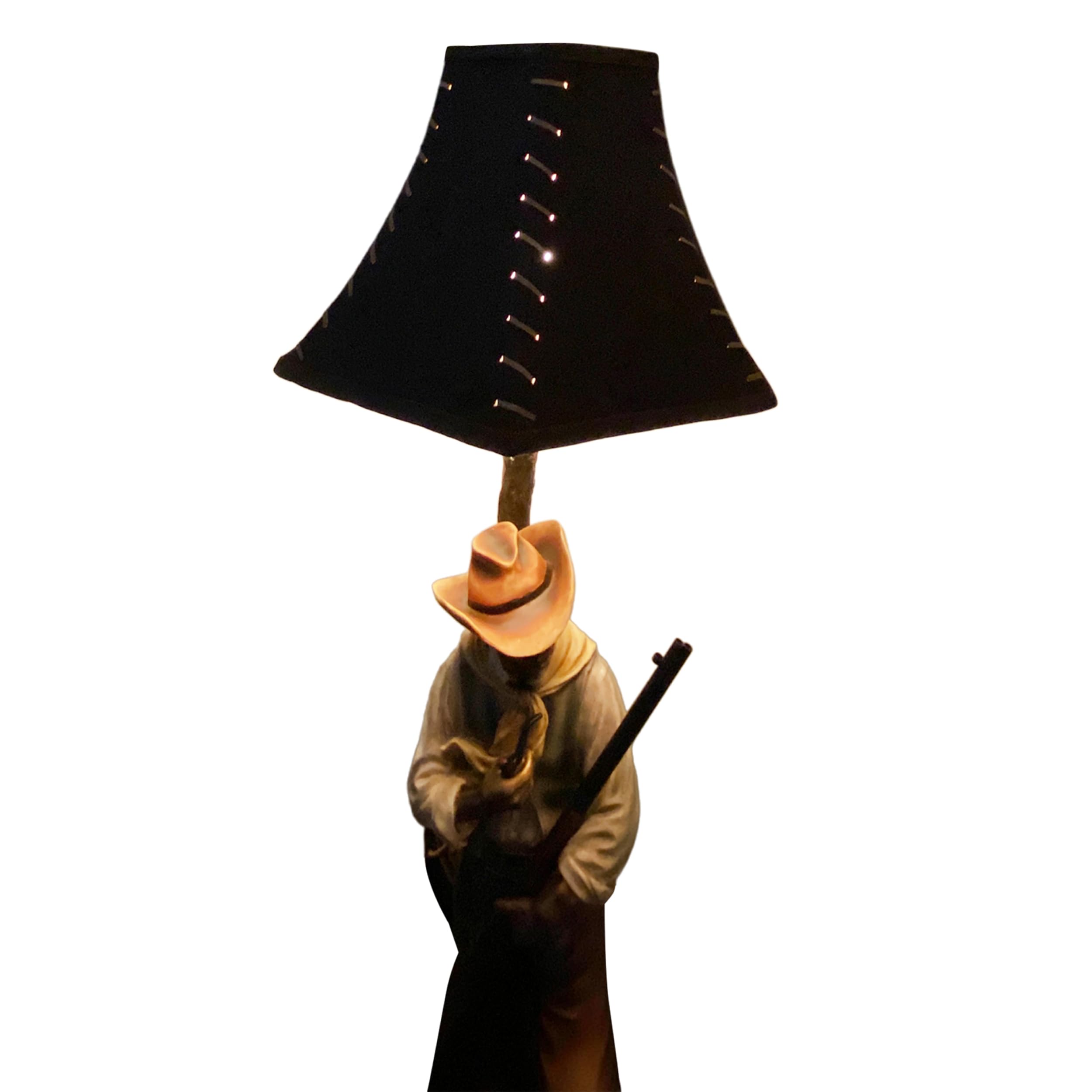 Rustic Cowboy Floor Lamp - 64 Inch Tall Hand Painted Poly Resin Western Decor for Living Room & Bedroom | 100W Bulb | Perfect for Ranch Style Homes, Man Caves & Western Themed Interiors