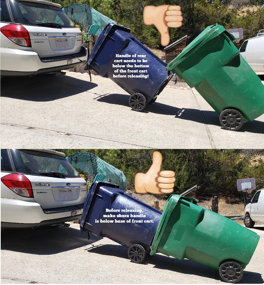 Heavy Duty Garbage Can Hauler Cart - Trash Trainer Vehicle Tow Strap for Multiple Cans | No Hitch Required | Universal Fit for Any Vehicle | Perfect for Home, Commercial & Municipal Waste Collection