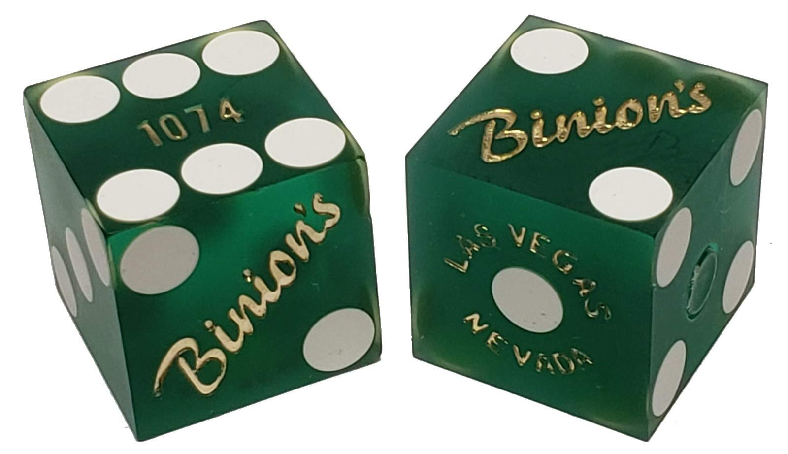 19mm Professional Craps Dice Set with Matching Serial Numbers - Authentic Las Vegas Casino Quality, Binion's Green Frosted - Perfect for Casino Games, Board Games, and Collectors