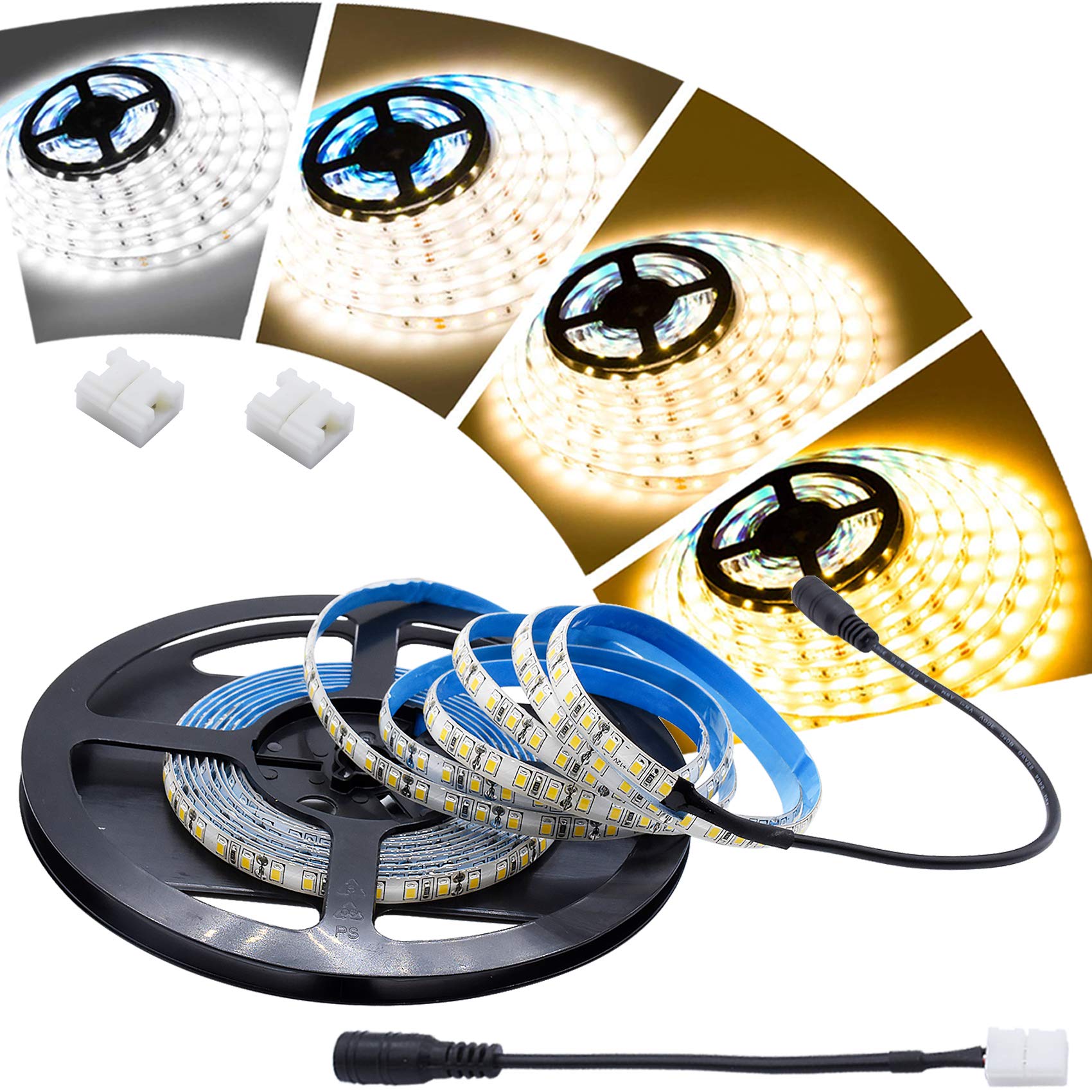 Super Bright Waterproof LED Strip Lights 16.4Ft/5M - 600 LEDs 2835 SMD DC12V (Cuttable Every 2.5cm) 3000K Warm White - Perfect for Bathroom, Kitchen, Under Cabinet, Bedroom & Home Decoration Lighting