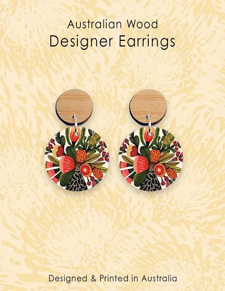 Handmade Australian Native Flowers Wooden Earrings | Boho Nature-Inspired Jewelry for Women | Perfect for Festivals, Weddings & Everyday Wear