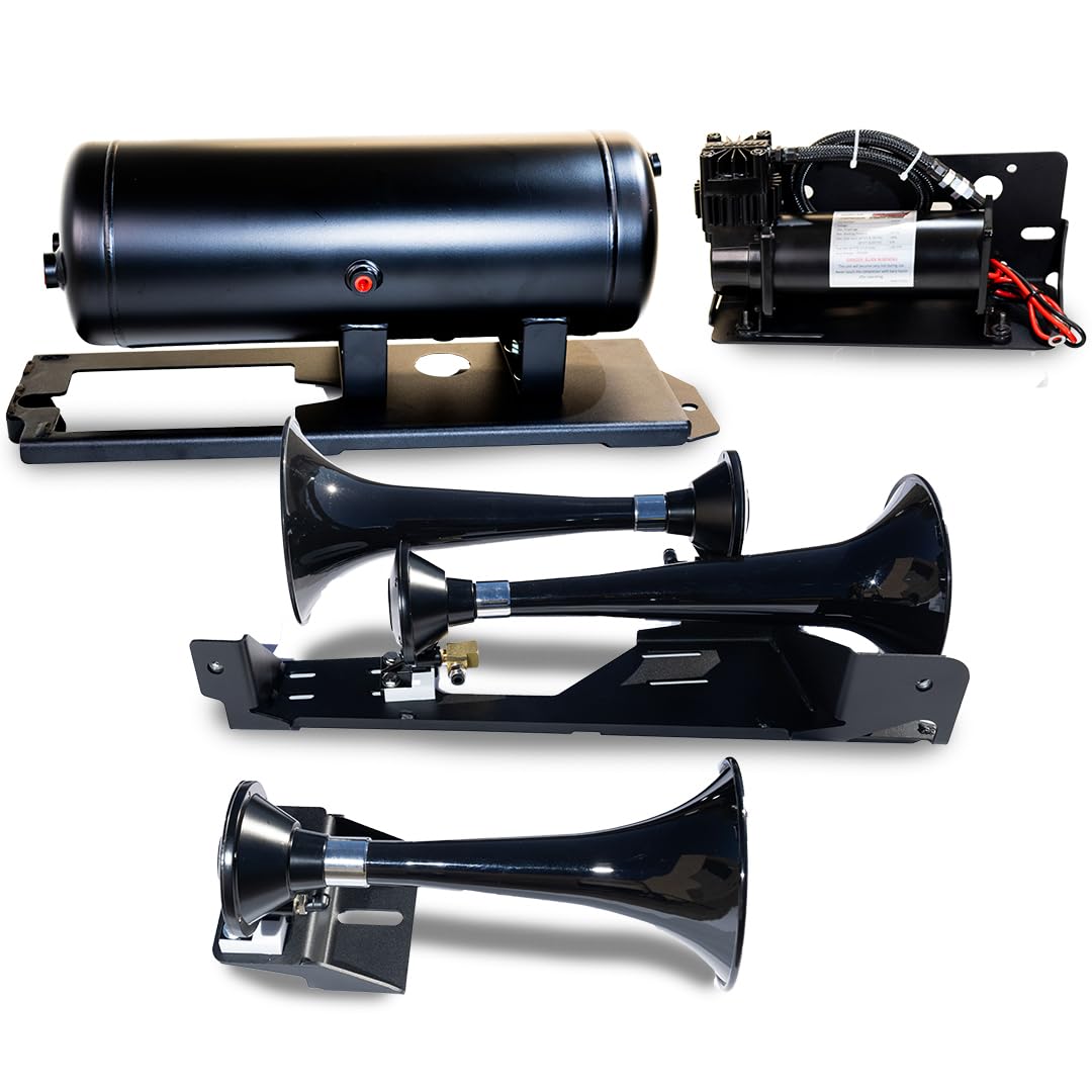 Kleinn Air Horns RAMHD-230 RAM HD Onboard Air System with Model 230 Train Horn - Heavy Duty Truck Air Horn Kit for Semi Trucks & Off-Road Vehicles - Perfect for Emergency Alerts & Vehicle Customization