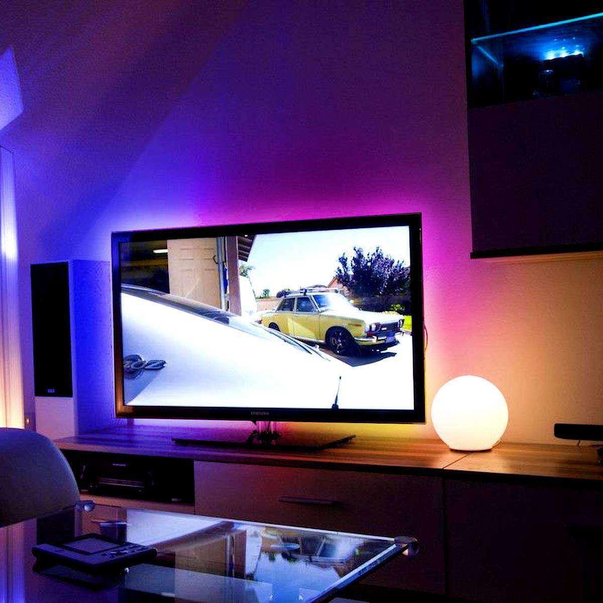 Phopollo 5050 LED Strip Lights 25ft - 44 Keys IR Remote Controller, 12V Power Supply for Bedroom, Kitchen, Gaming Room, Home Decor