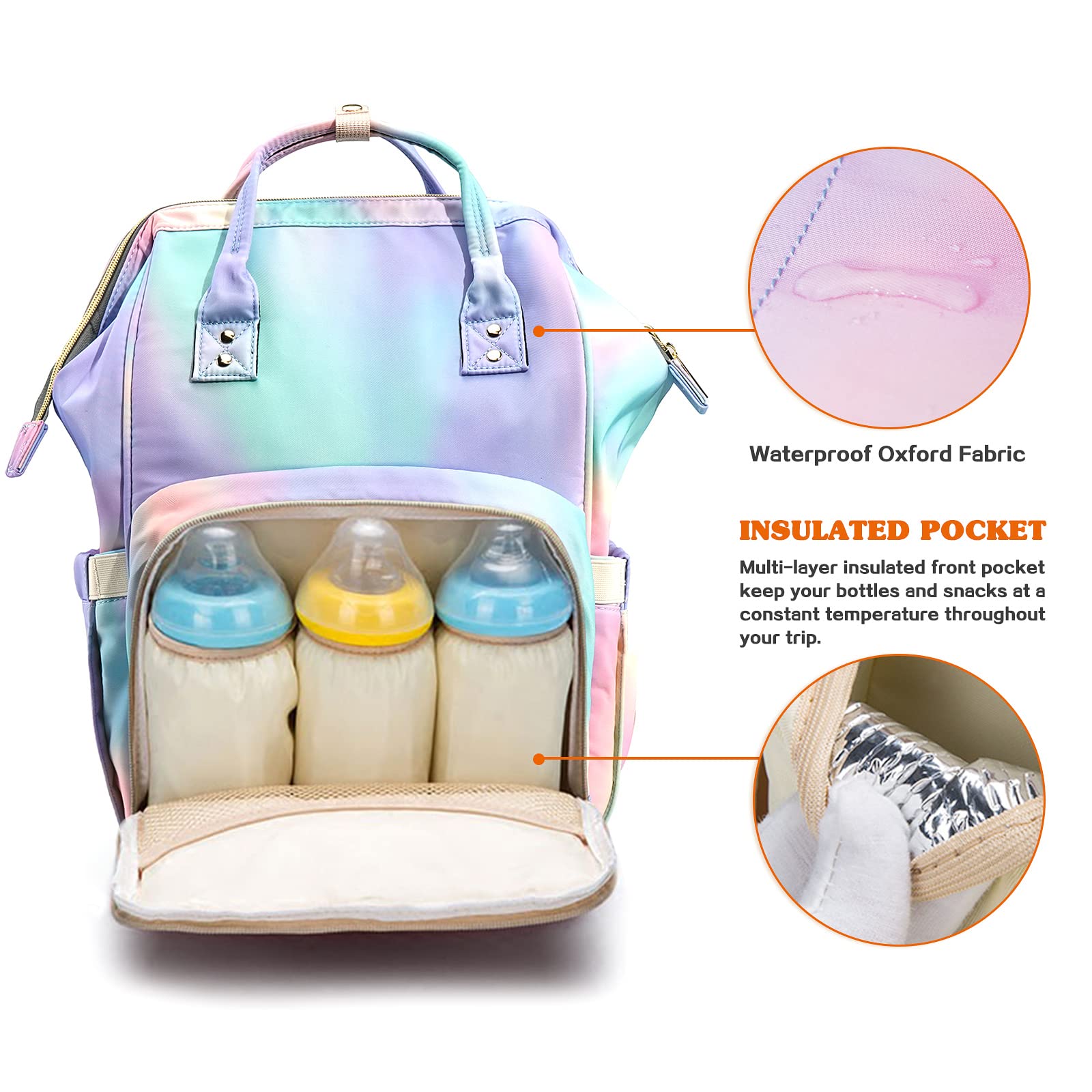 3 in 1 Waterproof Diaper Bag Backpack for Moms - Multifunctional Baby Bag with Changing Pad & Stroller Straps | Perfect for Travel, Shopping & Daily Outings with Baby