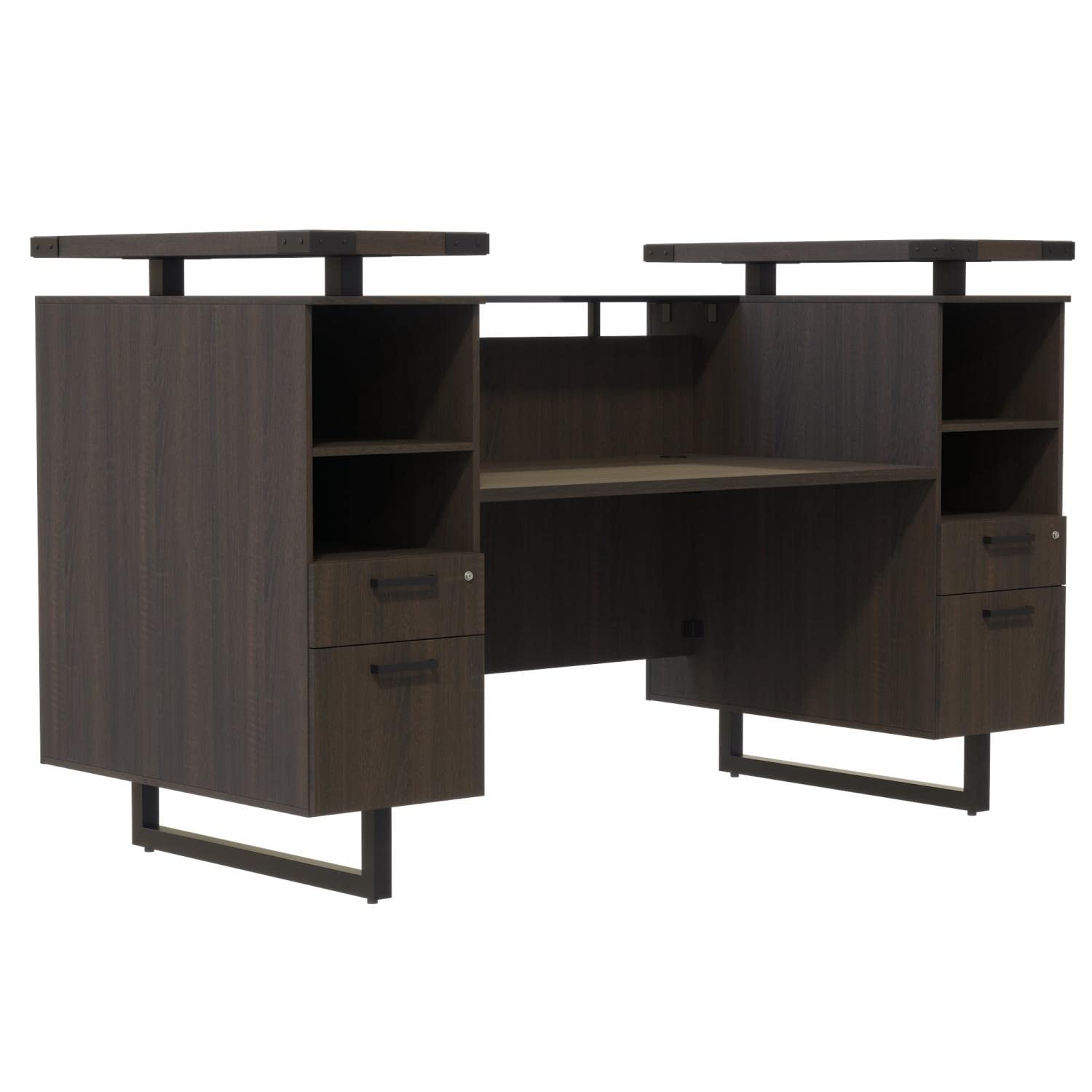 Safco Mirella Modern Reception Desk with Tempered Glass Countertop - Professional Office Furniture for Lobby, Hotel, and Corporate Front Desk Use