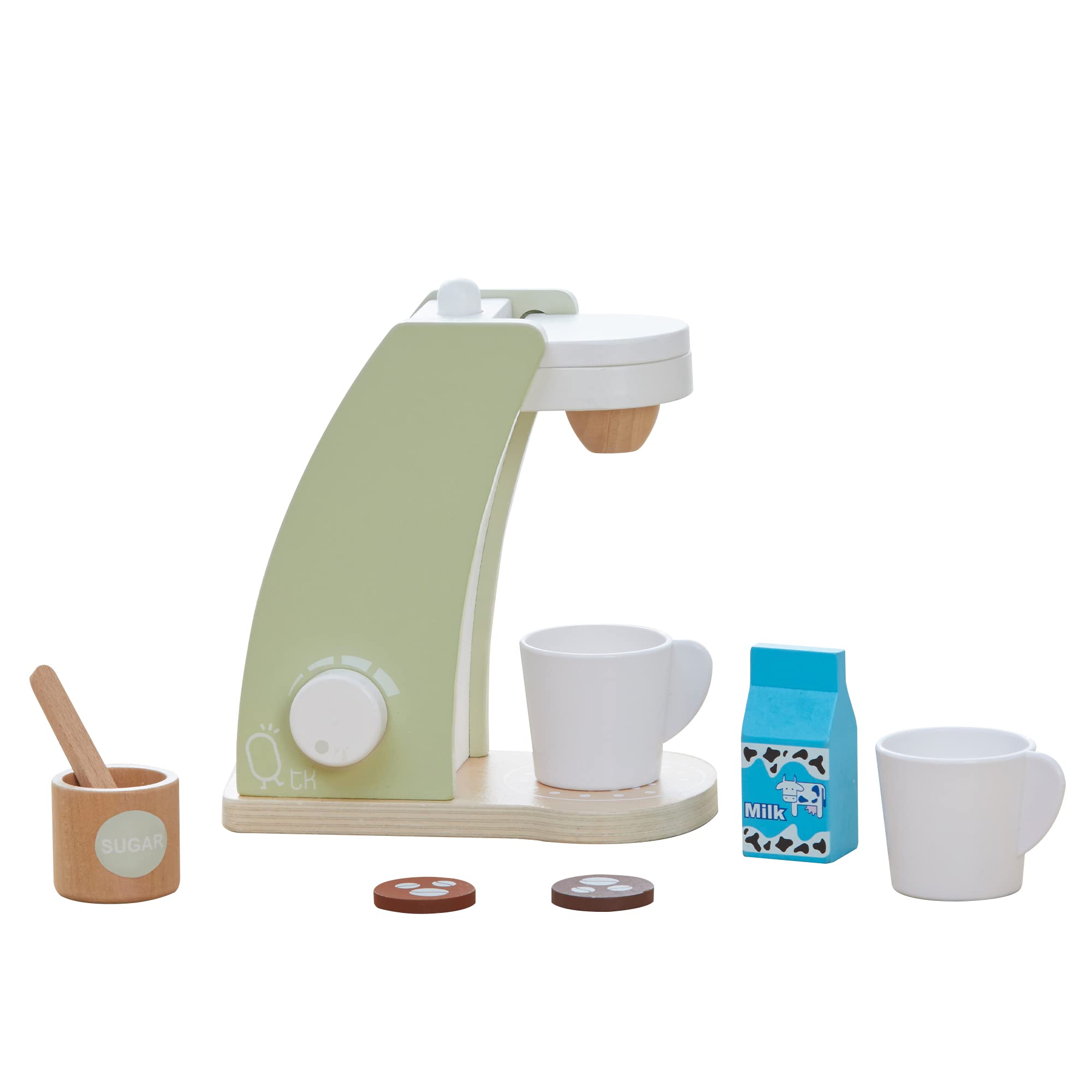 Teamson Kids Little Chef Frankfurt Wooden Play Kitchen Set with Coffee Maker, Pretend Accessories & 8 Cups - Green | Pretend Play Kitchen Toy for Toddlers & Preschoolers | Perfect for Imaginative Play, Role Playing & Early Learning