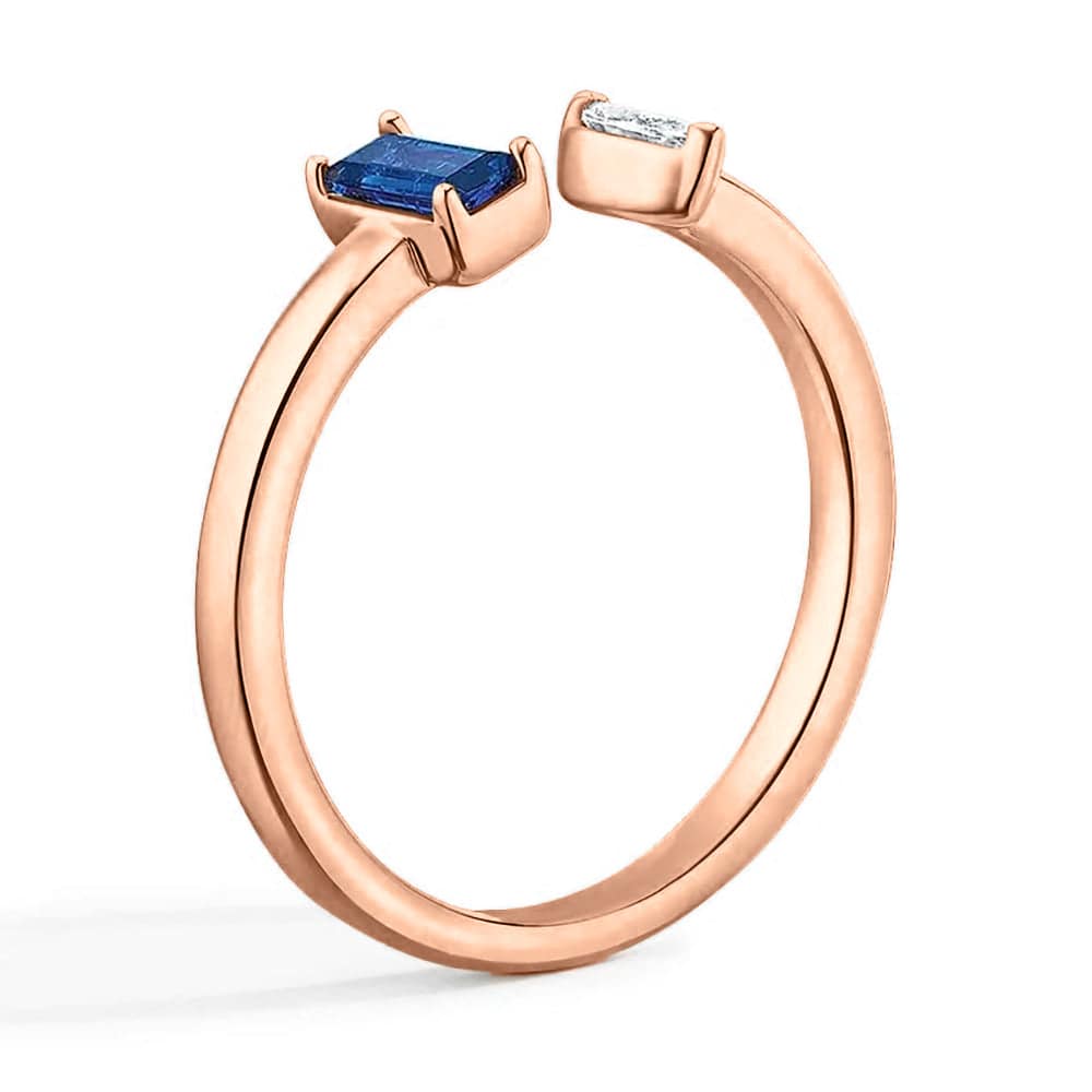 Lab Grown Sapphire & Diamond Toi et Moi Promise Ring - Open Design for Engagement, Anniversary & Romantic Gifts