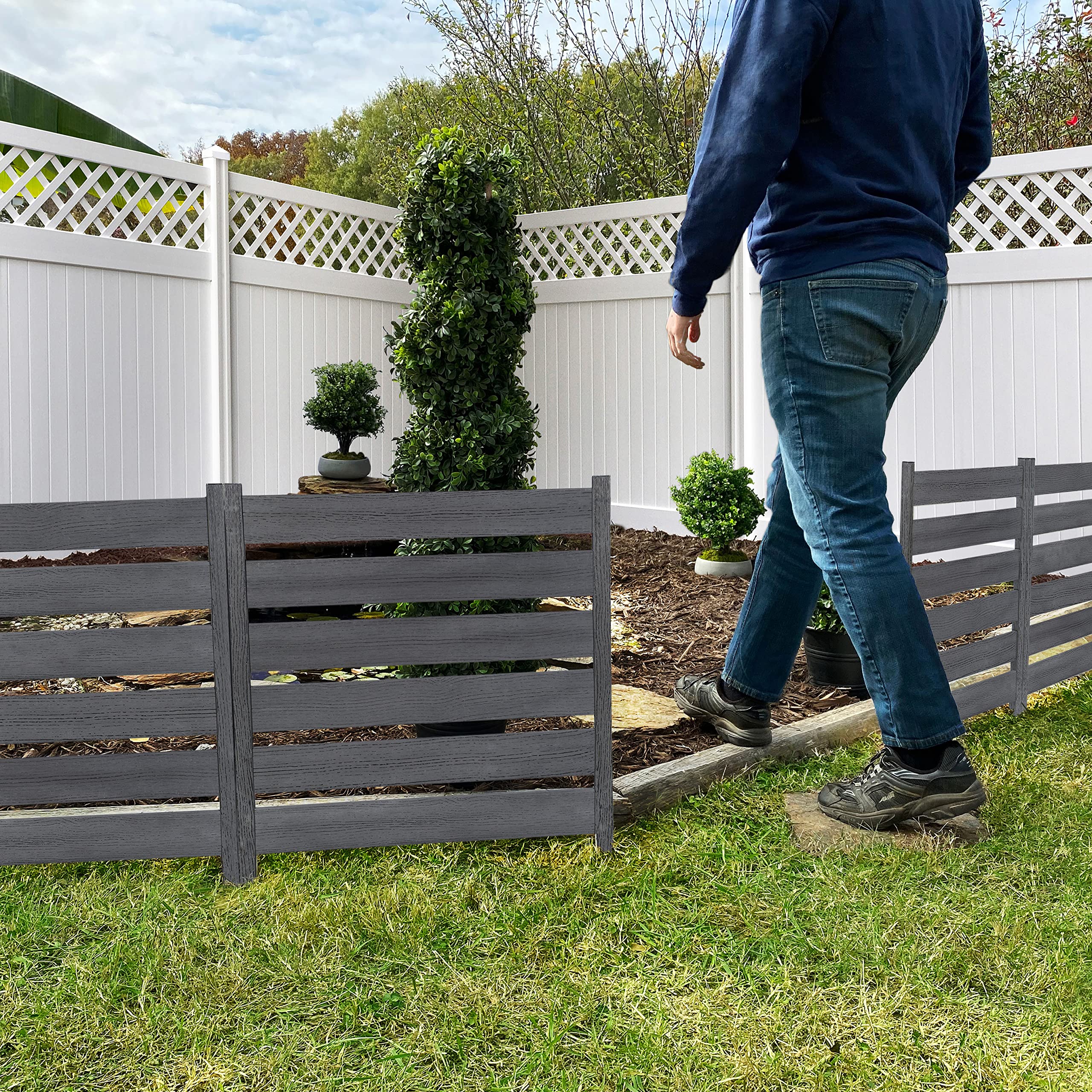 3-Panel No Dig Zippity Maui Vinyl Fence Kit - 26