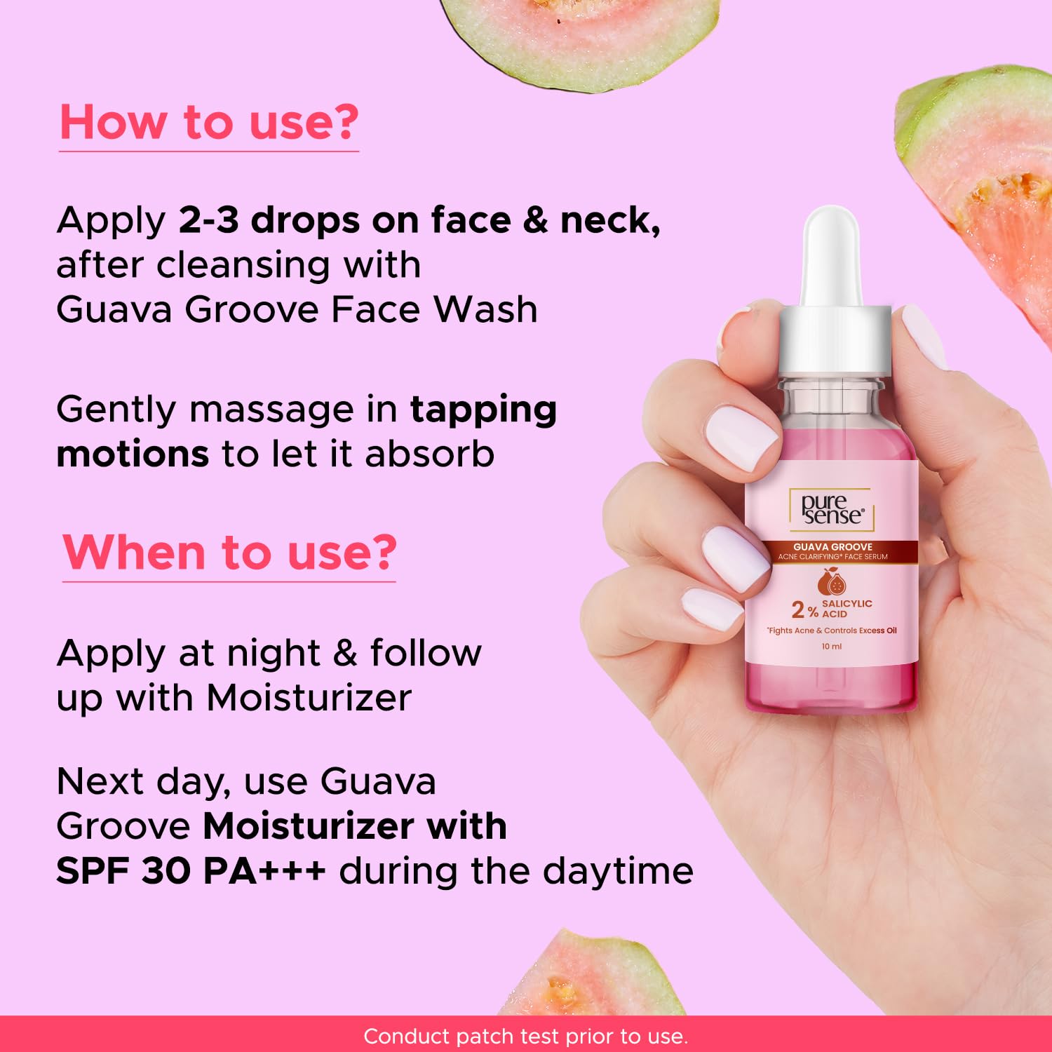 PureSense 2% Salicylic Acid BHA Face Serum with Guava Extract - Oil Control & Acne Treatment for Oily & Acne-Prone Skin - Men & Women - 10ml - Perfect for Daily Skincare Routine & Blemish Prevention