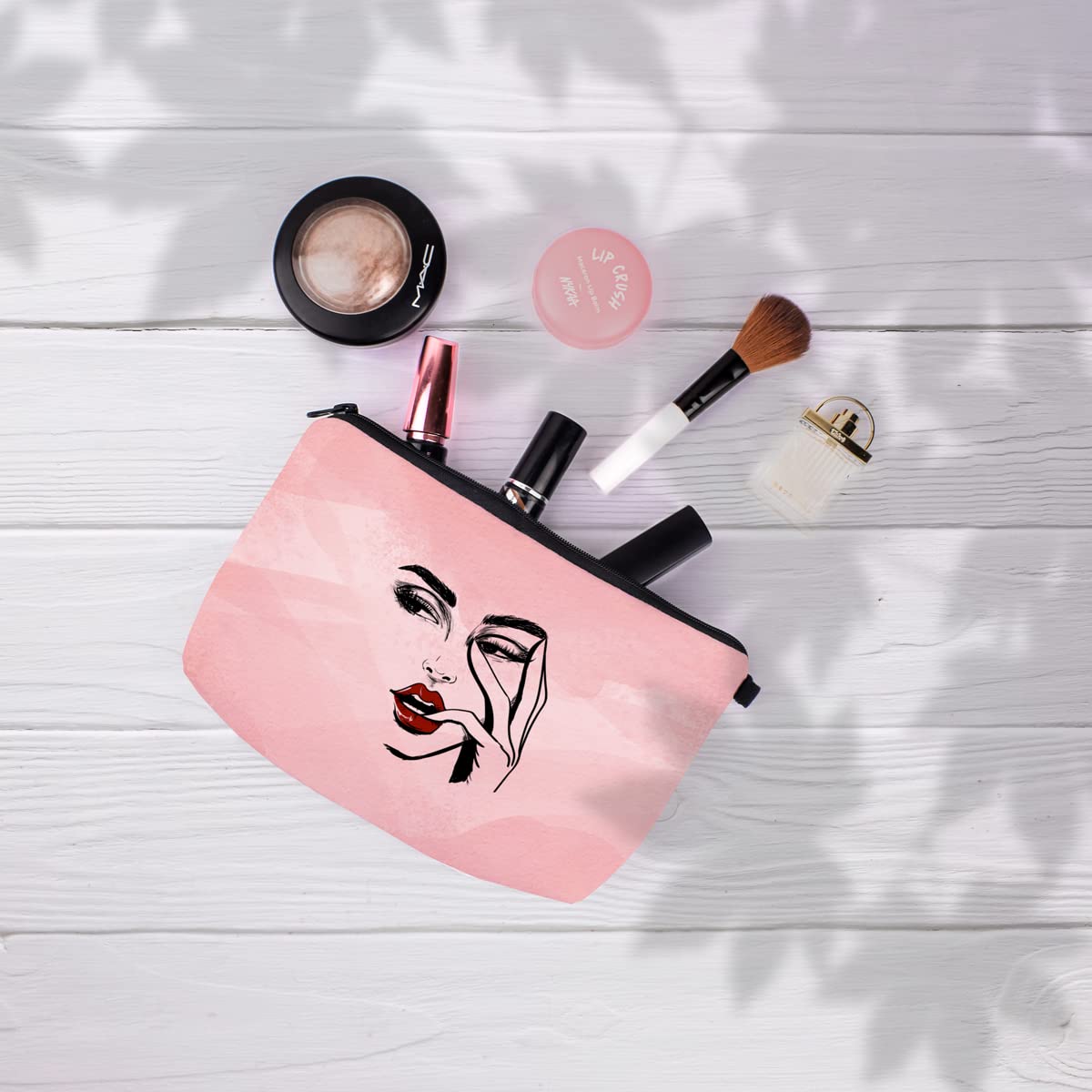 Crazyify Women's Canvas Cosmetic Bag - Waterproof Travel Makeup Pouch with Zipper, Toiletry Organizer for Women | Perfect for Travel, Gym, and Daily Essentials Storage