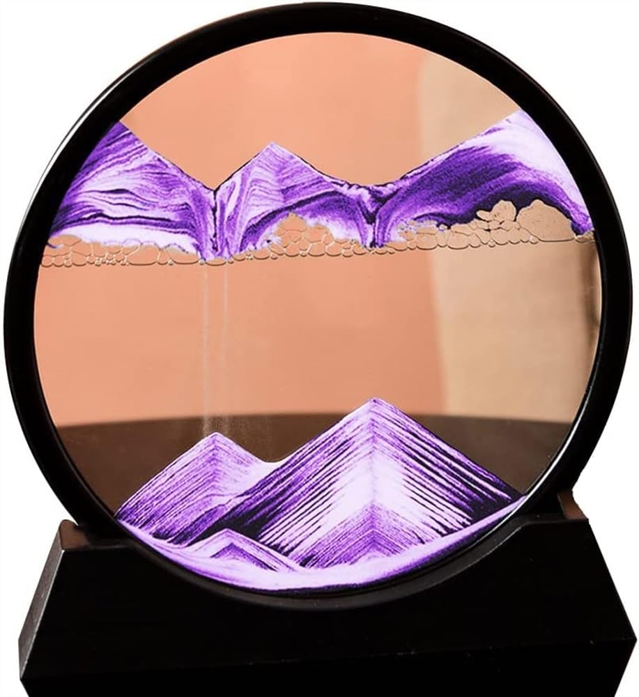 3D Moving Sand Art Picture - Deep Sea Sandscape Liquid Motion Decor, Round Glass Sand Painting for Desktop, Relaxing Gift for Adults & Kids | Office, Home Decor, Stress Relief & Meditation Aid