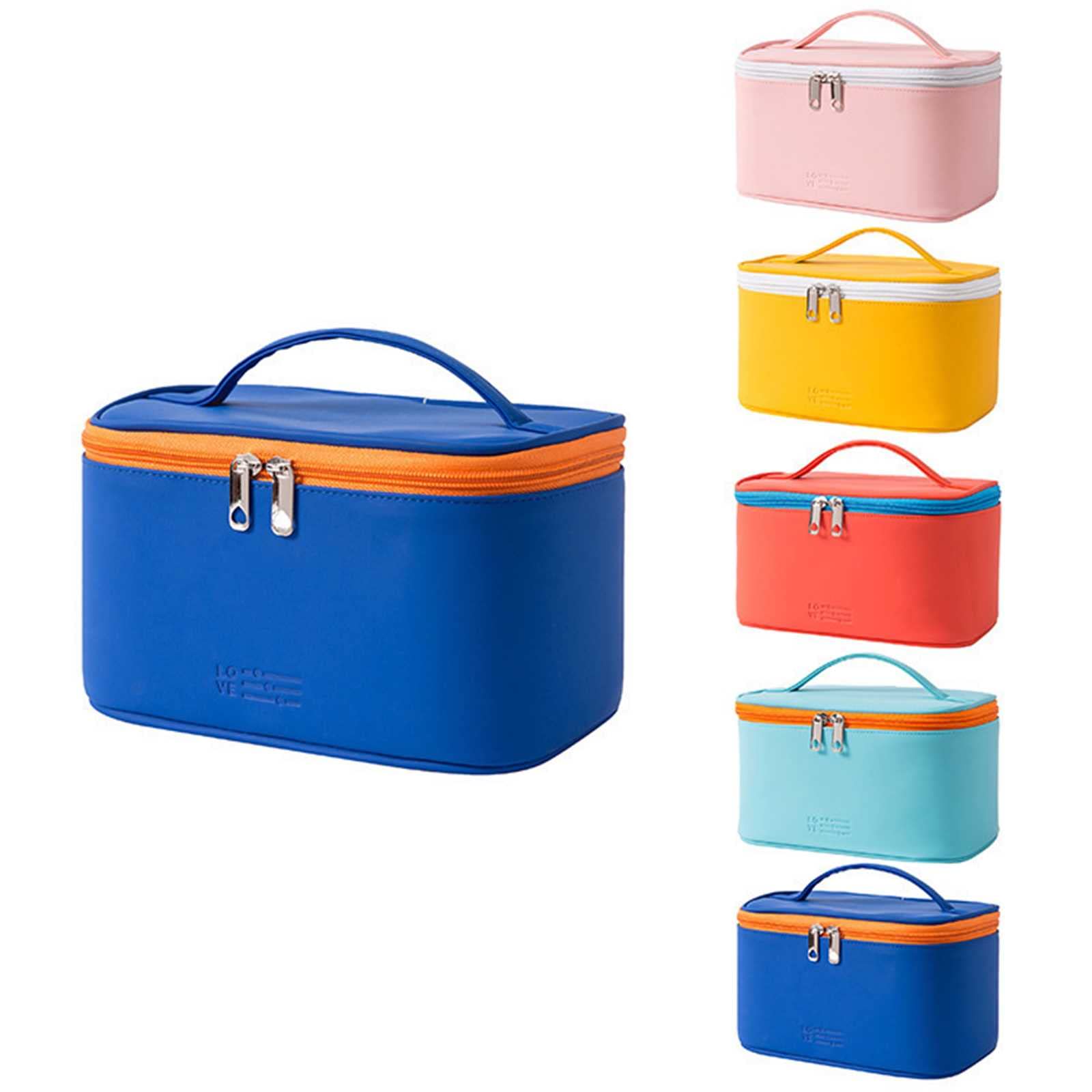 Large Capacity PU Leather Makeup Bag for Women - Waterproof Cosmetic Organizer with Handle, Travel Toiletry Bag for Makeup Brushes & Skincare - Perfect for Travel, Gym & Daily Use (Multiple Colors)
