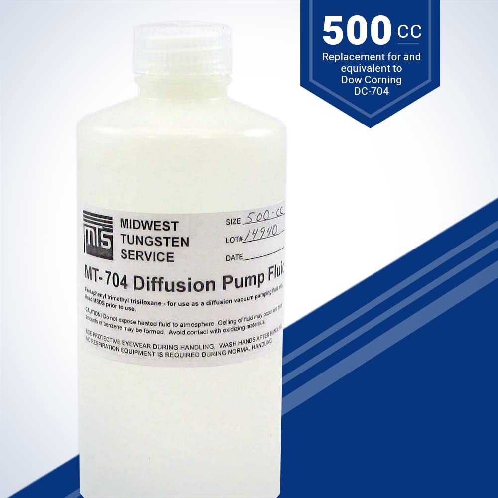 Midwest Tungsten High Vacuum Diffusion Pump Oil - 500cc, Hydrolysis & Oxidation Resistant, Dow Corning Equivalent (MT-704) | Free MSDS Sheet | Ideal for Laboratory, Semiconductor & Vacuum System Applications