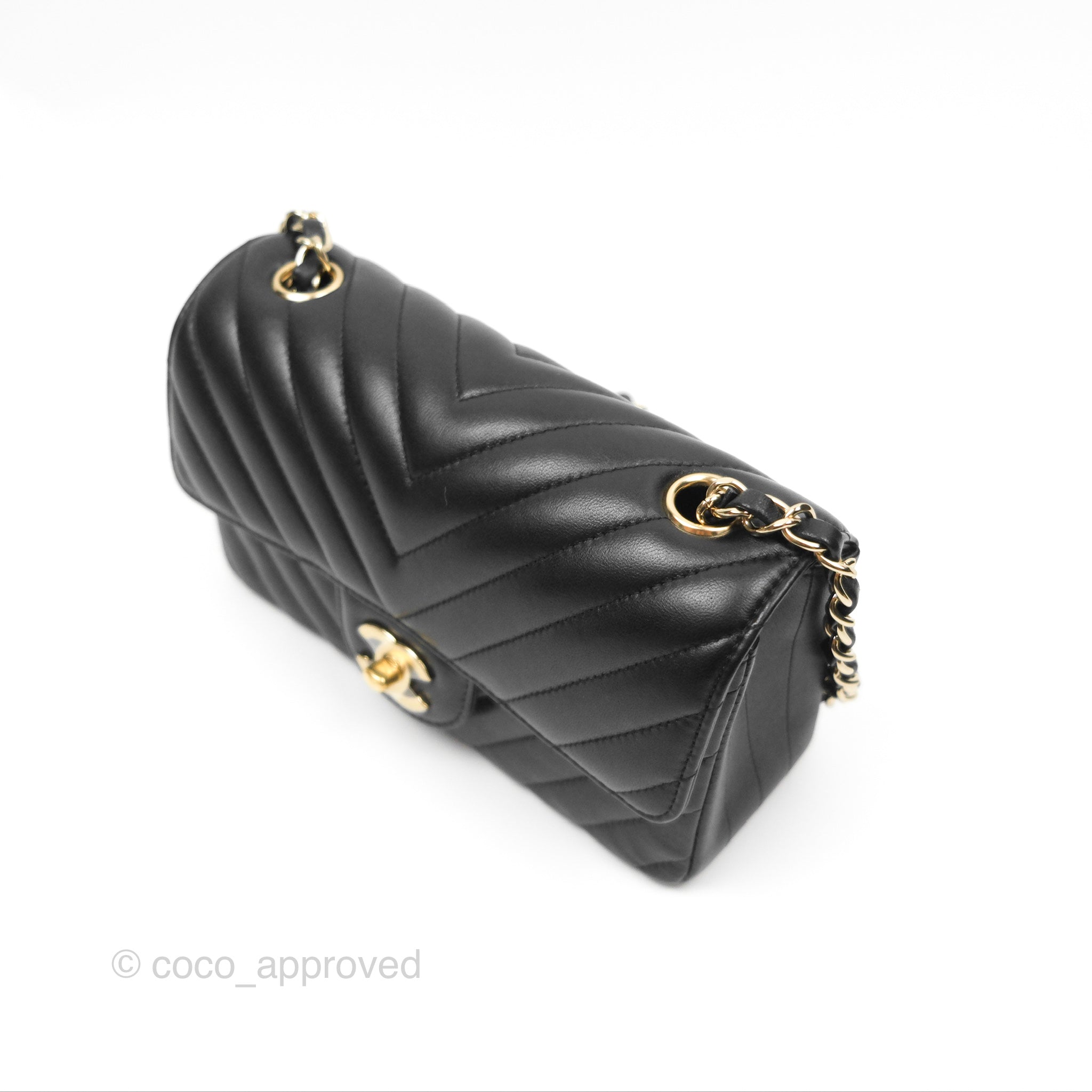 Chanel Chevron Mini Rectangular Flap Bag in Black Lambskin Leather with Gold Hardware - Luxury Crossbody Purse for Women, Perfect for Evening Events & Date Nights