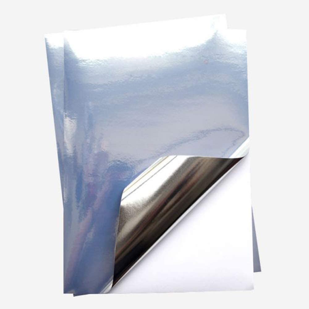 8.5x11 Printable Sticker Paper - Glossy Silver PET Self-Adhesive Labels for Laser Engraving (10 Sheets) | Perfect for Shipping Labels, DIY Crafts & Product Packaging