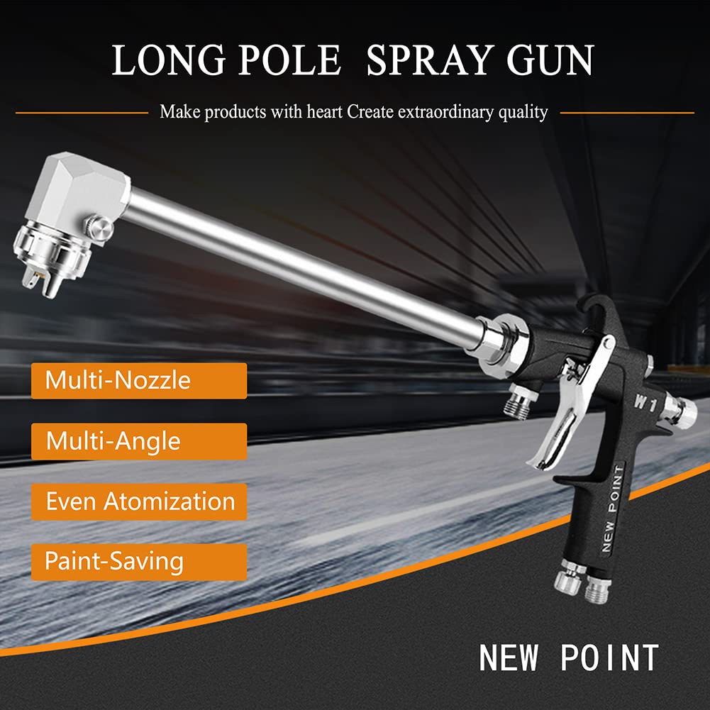 30cm Extension Long Pole Spray Angle Air Spray Gun - High Efficiency Pressure Feed Paint Gun for House & Automotive Painting (2.5mm Nozzle, 90° Spray Angle) | Perfect for Wall Painting, Car Refinishing & DIY Projects
