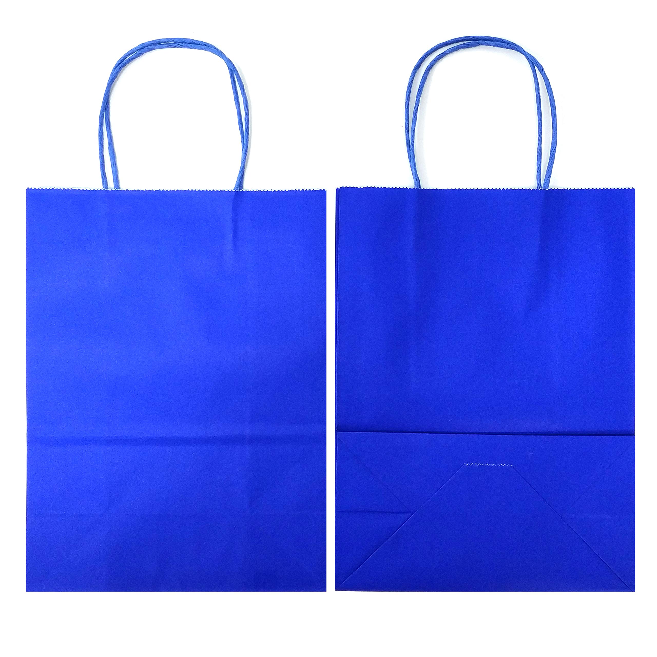 AZOWA 12-Pack Royal Blue Gift Bags with Handles - Medium Kraft Paper Bags (7.5