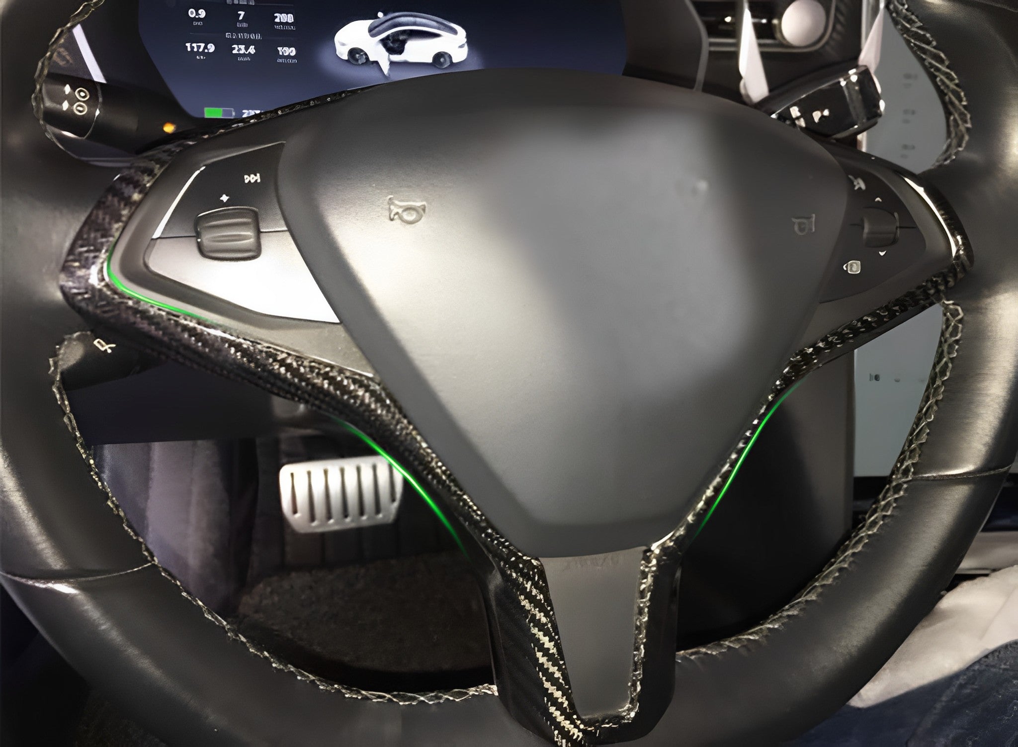 Premium Carbon Fiber Steering Wheel Trim for Tesla Model S & X - Lightweight & Durable Upgrade - Perfect for Racing & Luxury Interior Enhancement