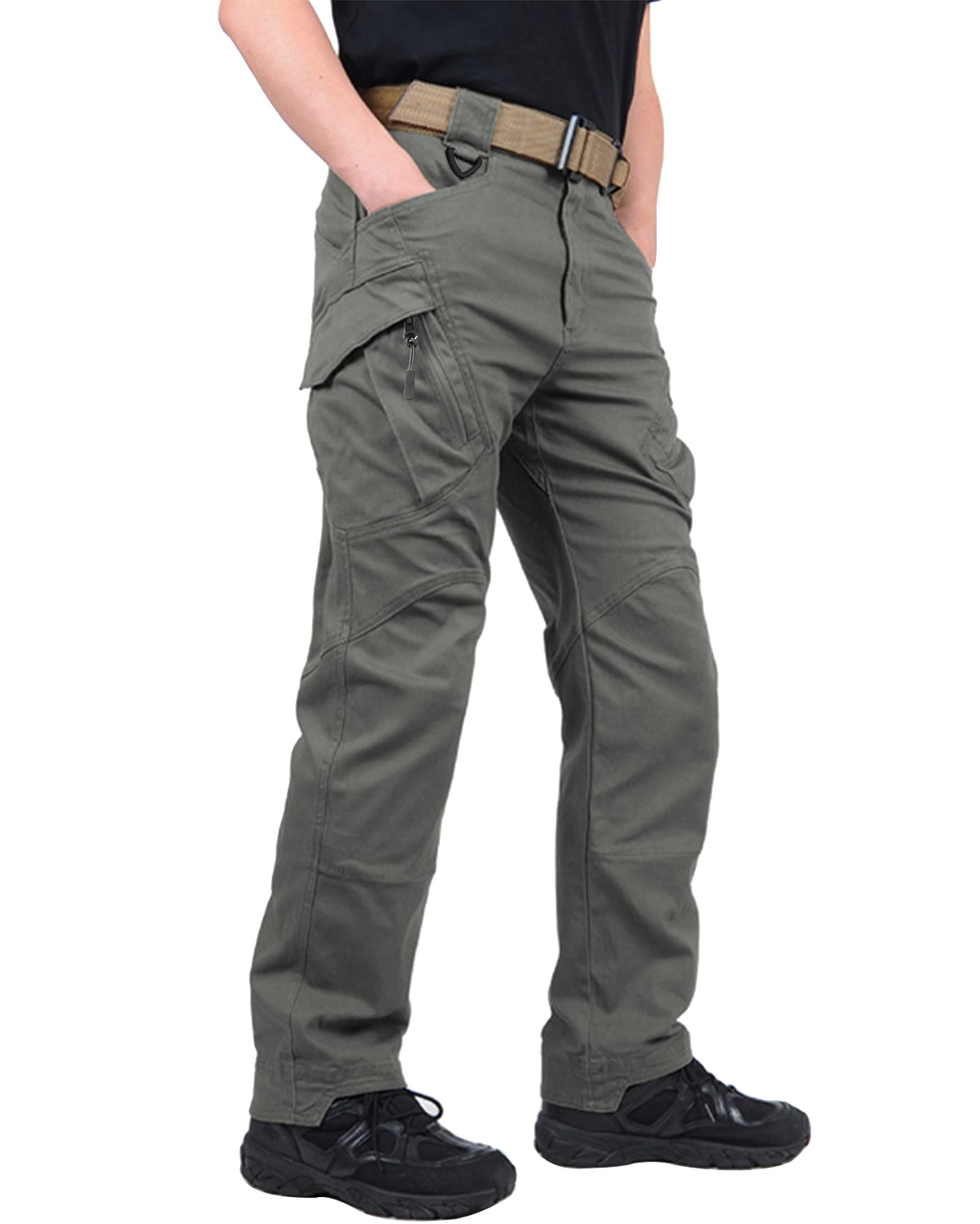 FEDTOSING Men's Tactical Pants - 9-Pocket Cotton Cargo Work Pants with Stretch for Military, Hiking & Outdoor Activities | Durable Rip-Stop Combat Trousers for Workwear & Adventure