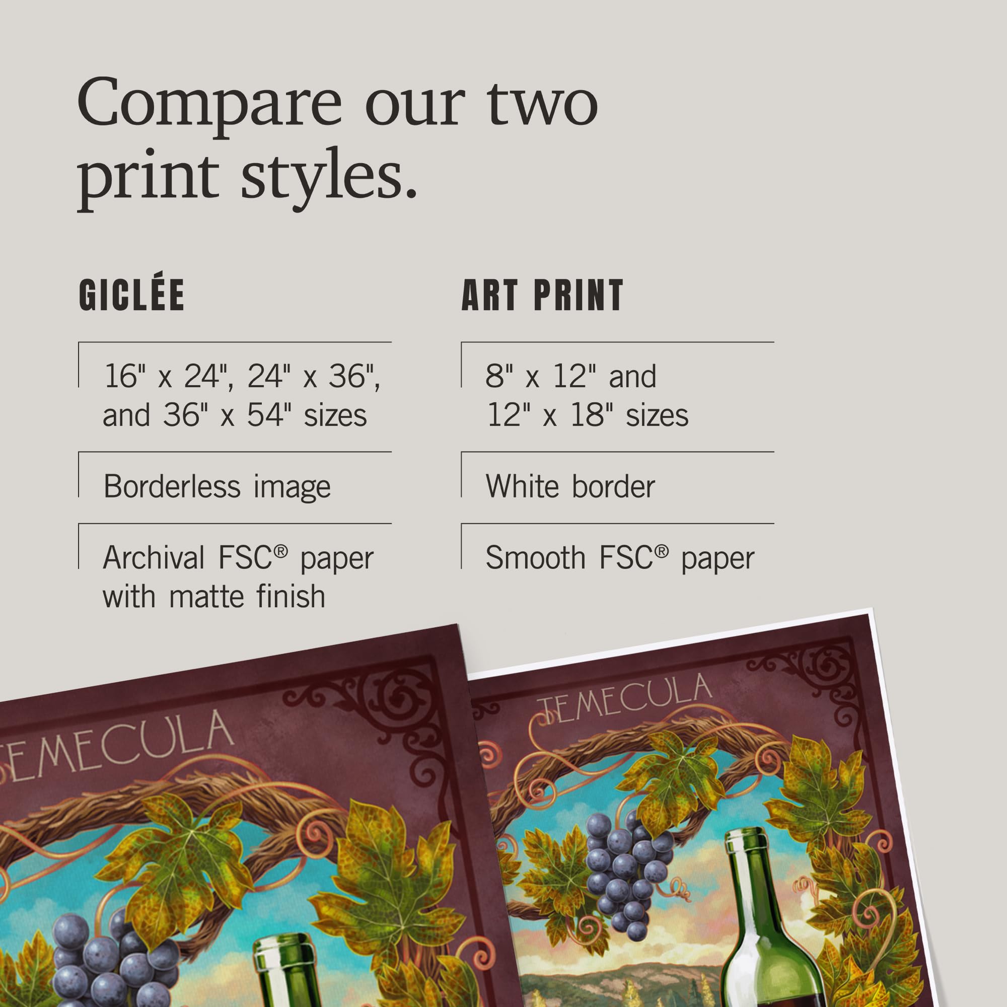 Lantern Press 16x24 Inch Giclee Print - Temecula California Merlot Wine Vineyard Wall Art - Perfect for Home Decor, Office & Wine Tasting Room