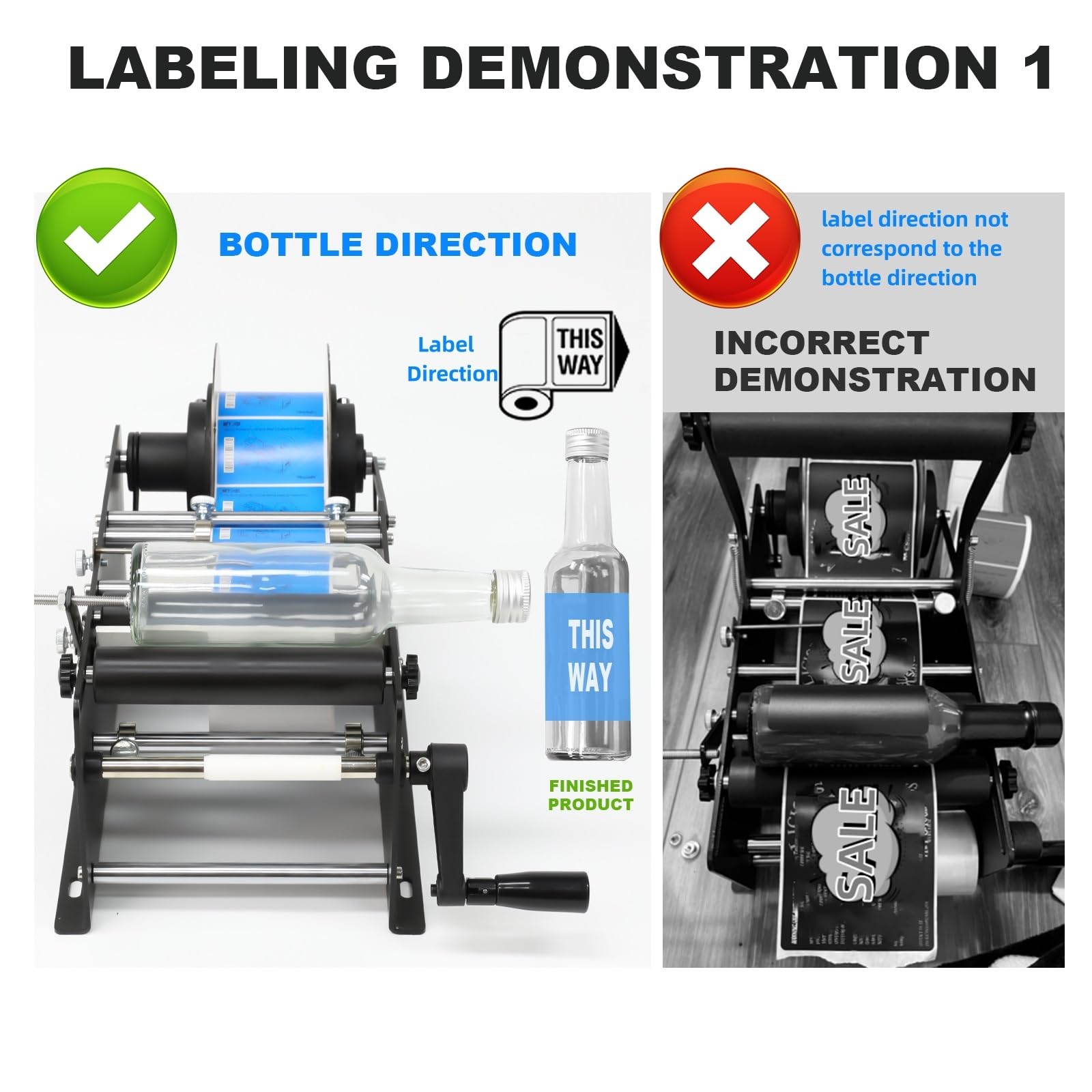 Manual Round Labeling Machine with Handle - Handheld Bottle Label Applicator for Glass & Metal Containers - Perfect for Home Brewing, Cosmetics & DIY Projects