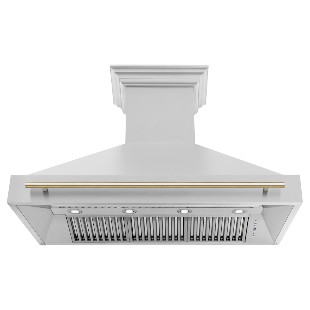 ZLINE Autograph Edition 48-inch Stainless Steel Dual Fuel Range & Range Hood Kitchen Package with Polished Gold Accents - Professional Gas Stove & Powerful Ventilation for Modern Home Cooking (2AKP RARH48 G)