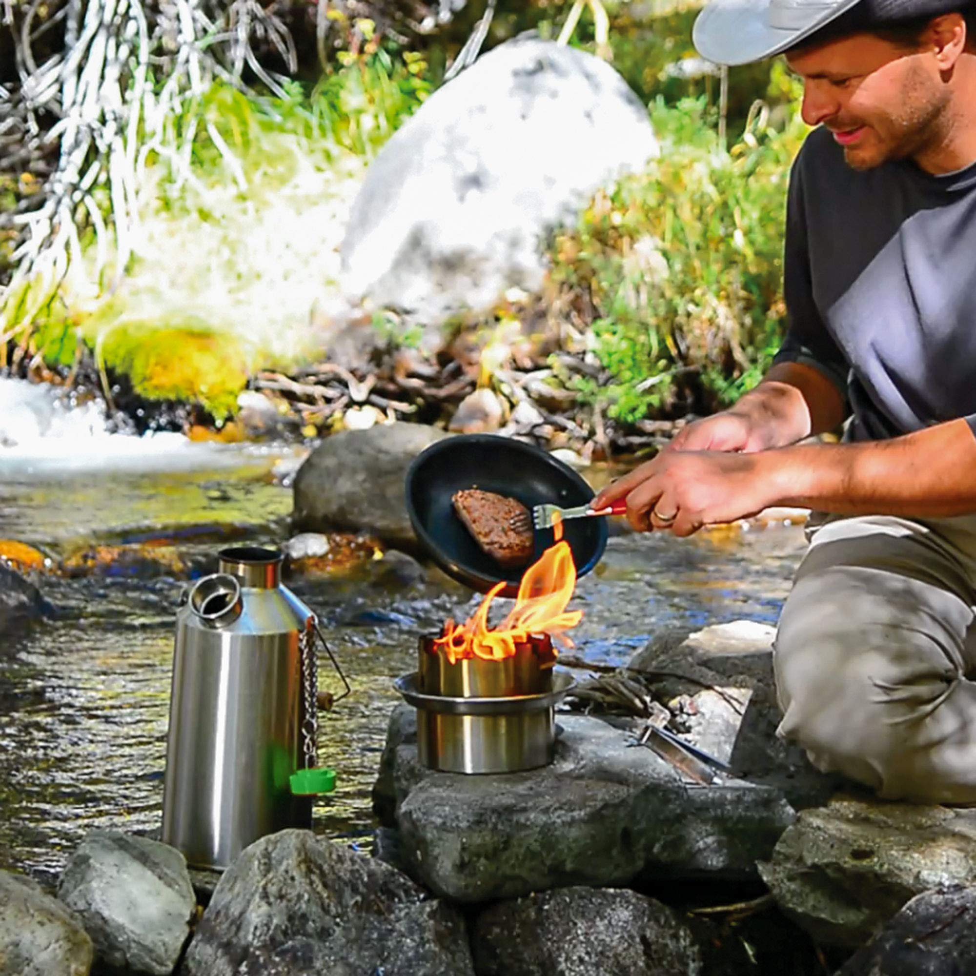 Kelly Kettle Ultimate Base Camp Kit – 54 oz Large Stainless Steel Camping Kettle with Whistle | Lightweight Portable Outdoor Boiling System | Perfect for Fishing, Hunting, Hiking & Emergency Preparedness
