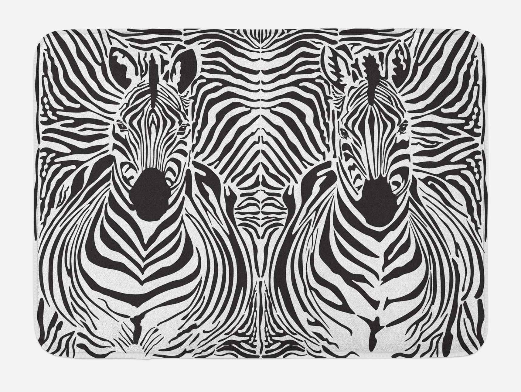 Ambesonne Zebra Print Bath Mat - Non-Slip Plush Bathroom Rug with Unique Zebra Skin Design, 30.2