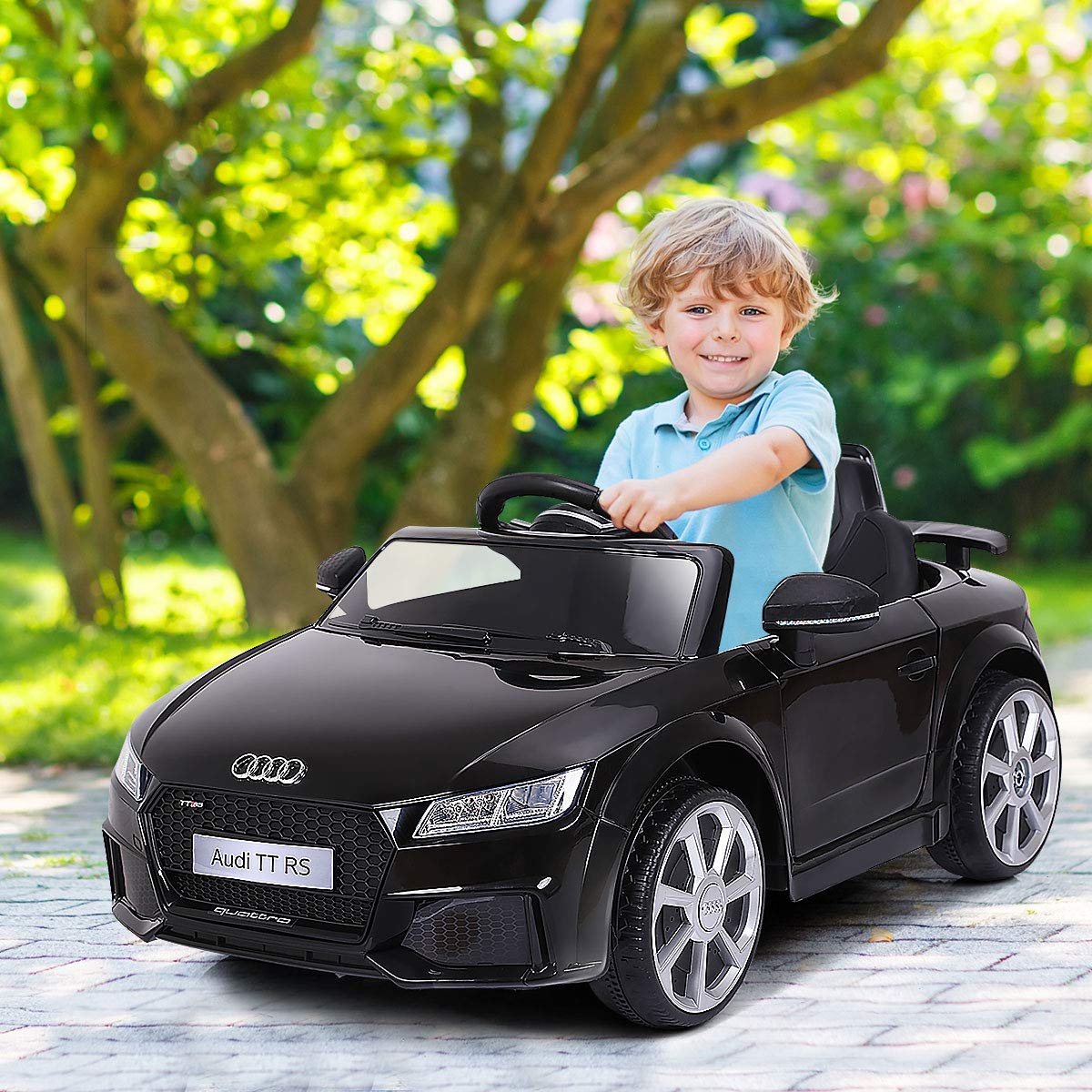 Costzon 12V Licensed Audi TT RS Kids Electric Ride On Car with Parental Remote Control, MP3 Player, LED Lights & Horn - High/Low Speed Battery-Powered Vehicle for Boys & Girls (Black) | Perfect for Birthday Gifts, Outdoor Play & Backyard Fun