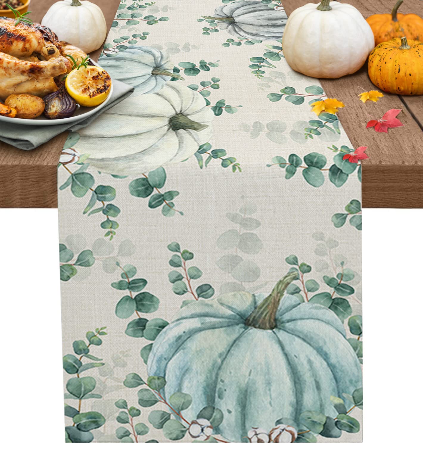 Fall Pumpkin Table Runner - Cotton Linen 36