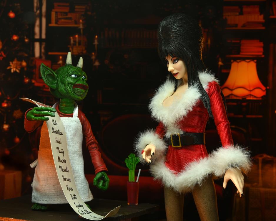 Elvira Mistress of the Dark Deluxe Clothed Action Figure - Very Scary Christmas Edition - Perfect for Horror Collectors, Halloween Decorations, and Gift Giving