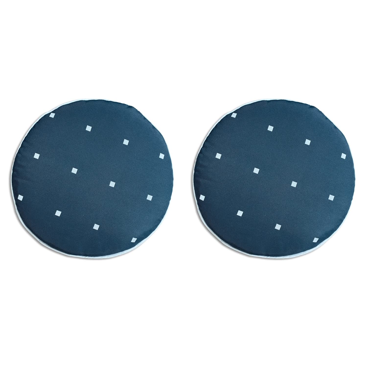 Bistro Chair Cushions Set of 2 - Navy Blue Outdoor Seat Cushions 16x16 Inch, Polka Dot Round Patio Chair Pads for Dining Chairs, Garden Furniture - Perfect for Outdoor Dining, Backyard Decor & Patio Relaxation